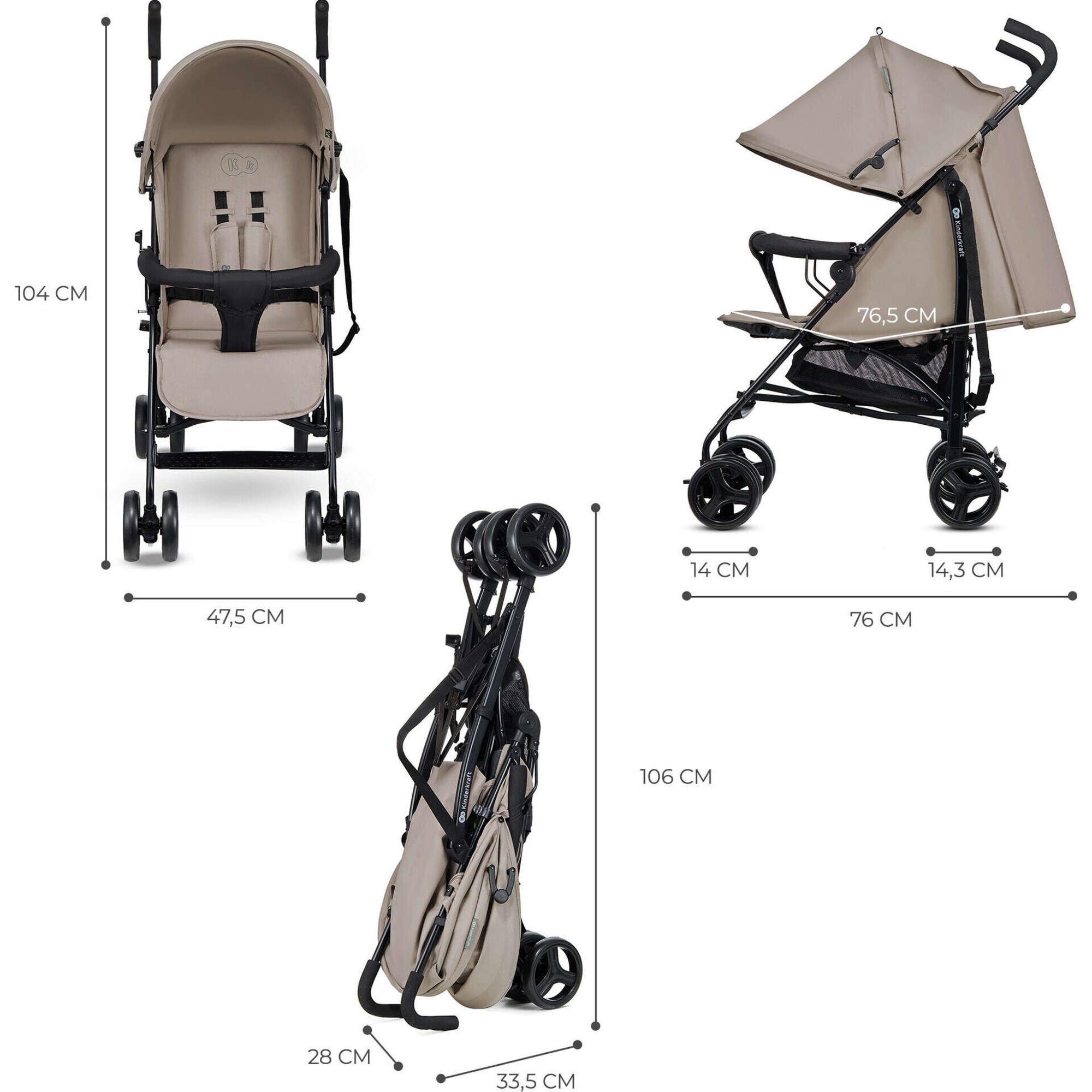 Carrinho de Passeio Bege Tik Kinderkraft