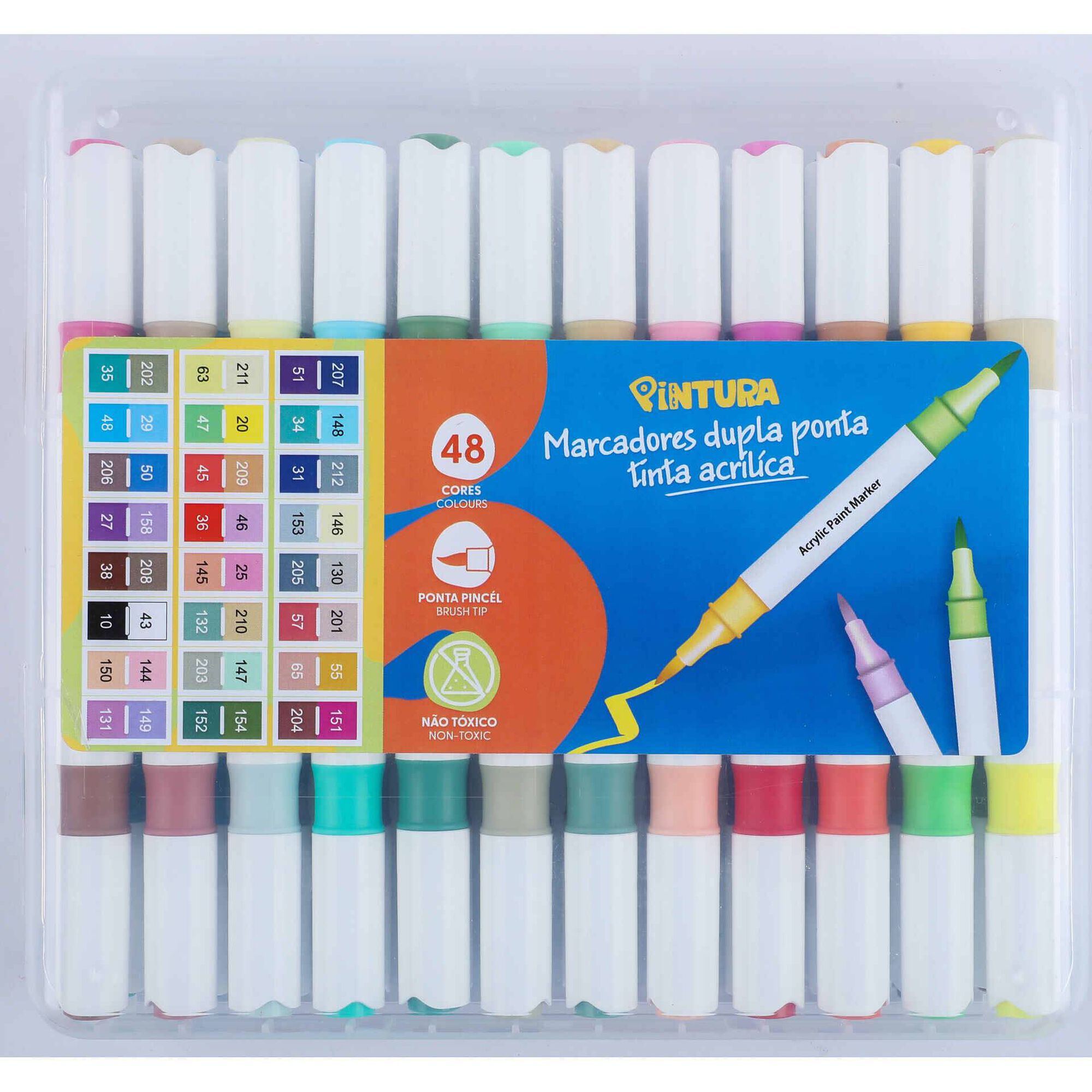 Marcadores Acr&iacute;licos Dupla Ponta 2 Cores 24 Unidades