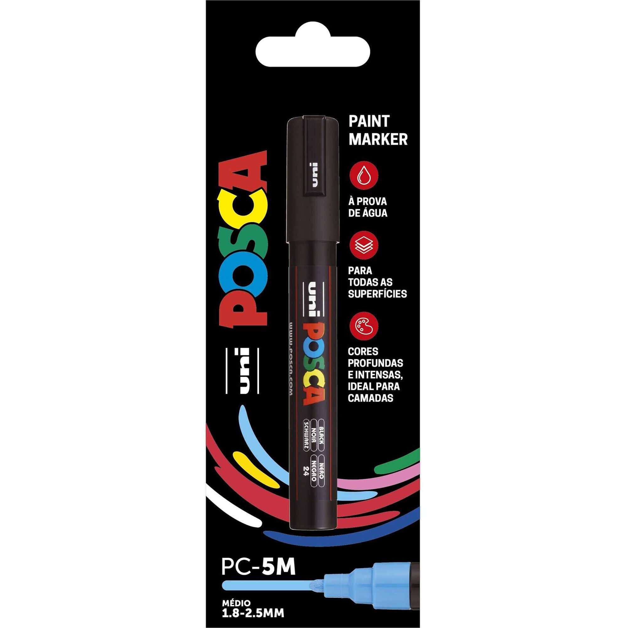 Marcador Posca Pc-5M Preto Uni