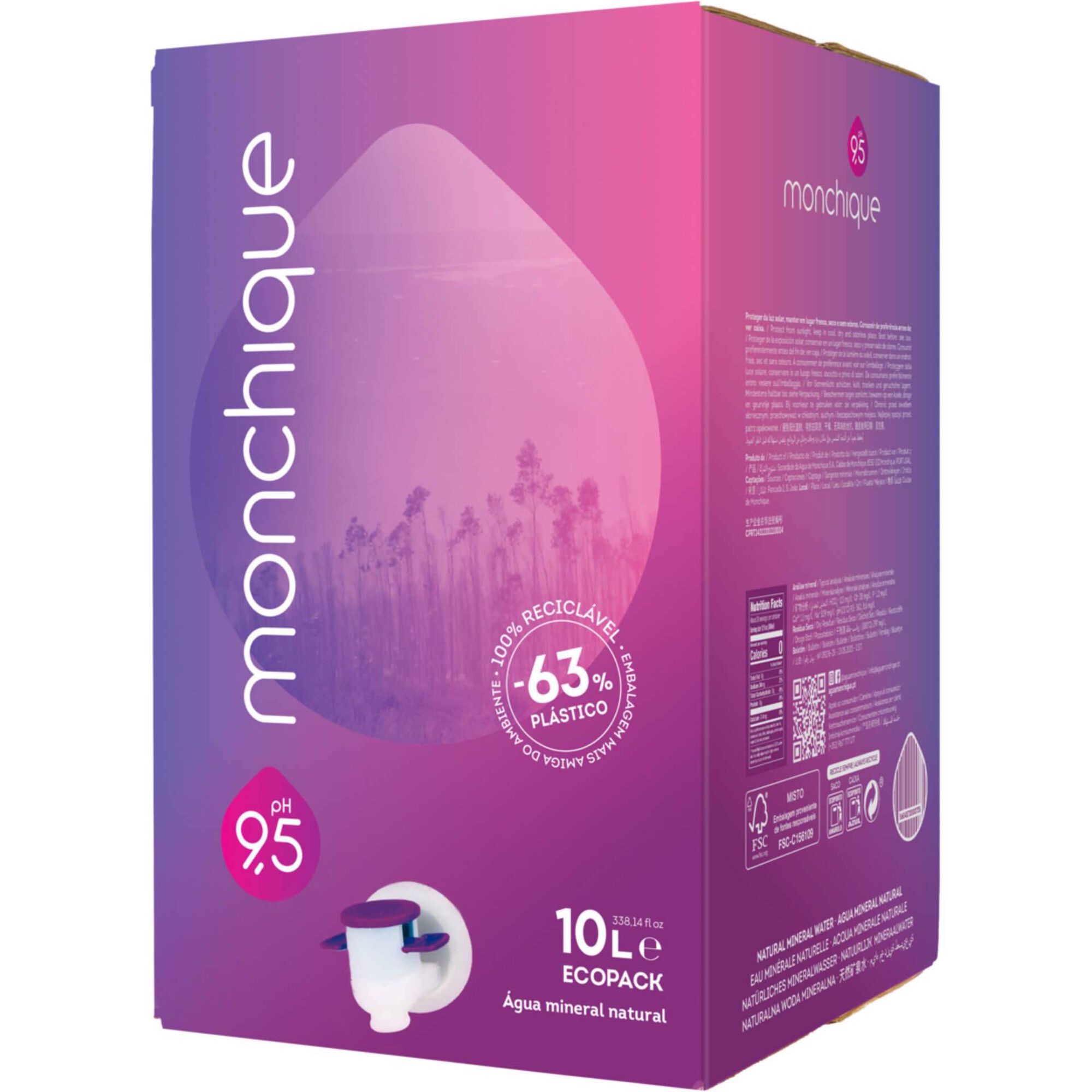 &Aacute;gua sem G&aacute;s Alcalina pH 9,5 Eco Pack Monchique