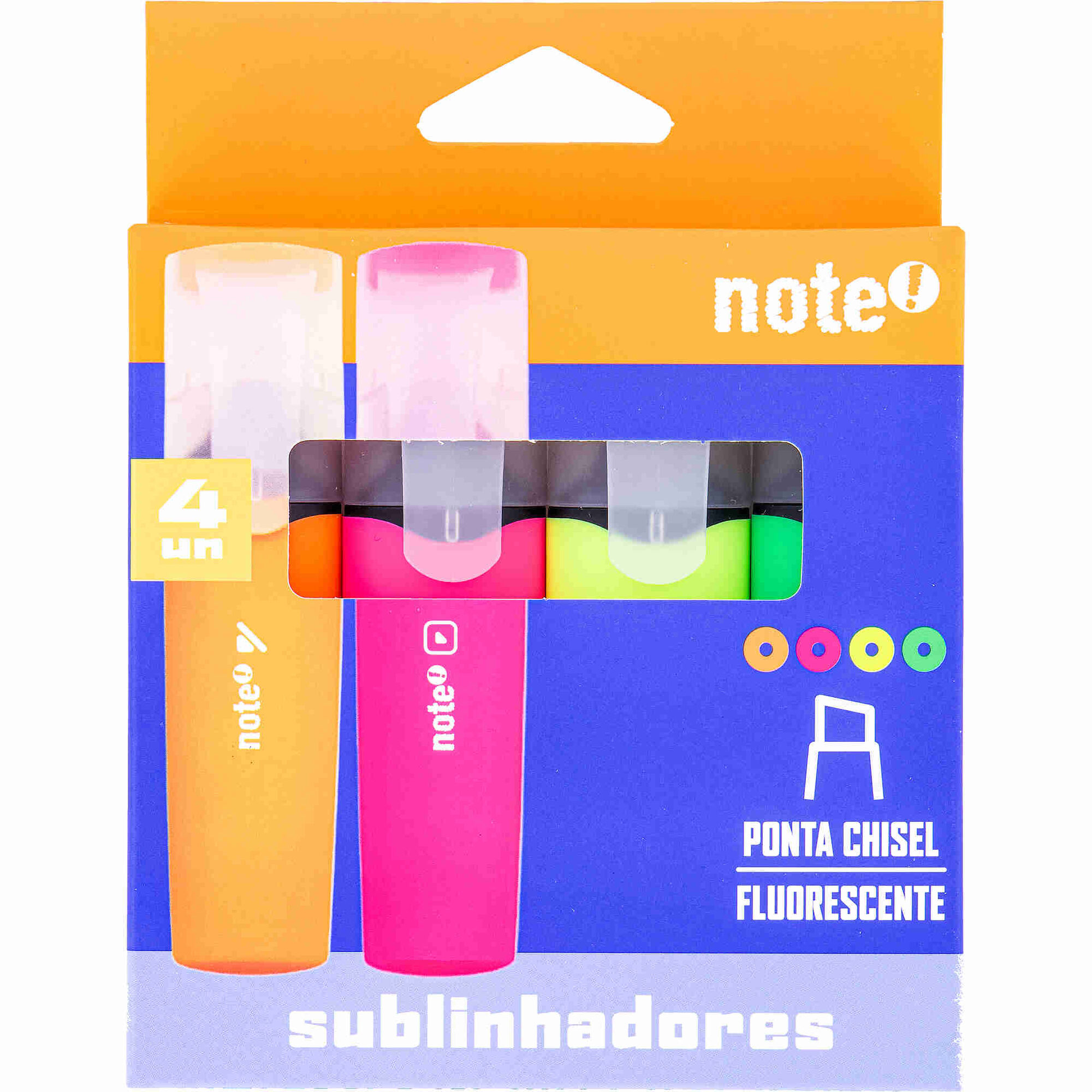 Conjunto 4 Sublinhadores Fluorescentes Note!