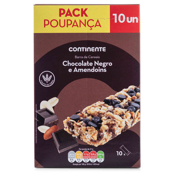 Barras de Cereais Chocolate Negro e Amendoim Pack Poupança Continente