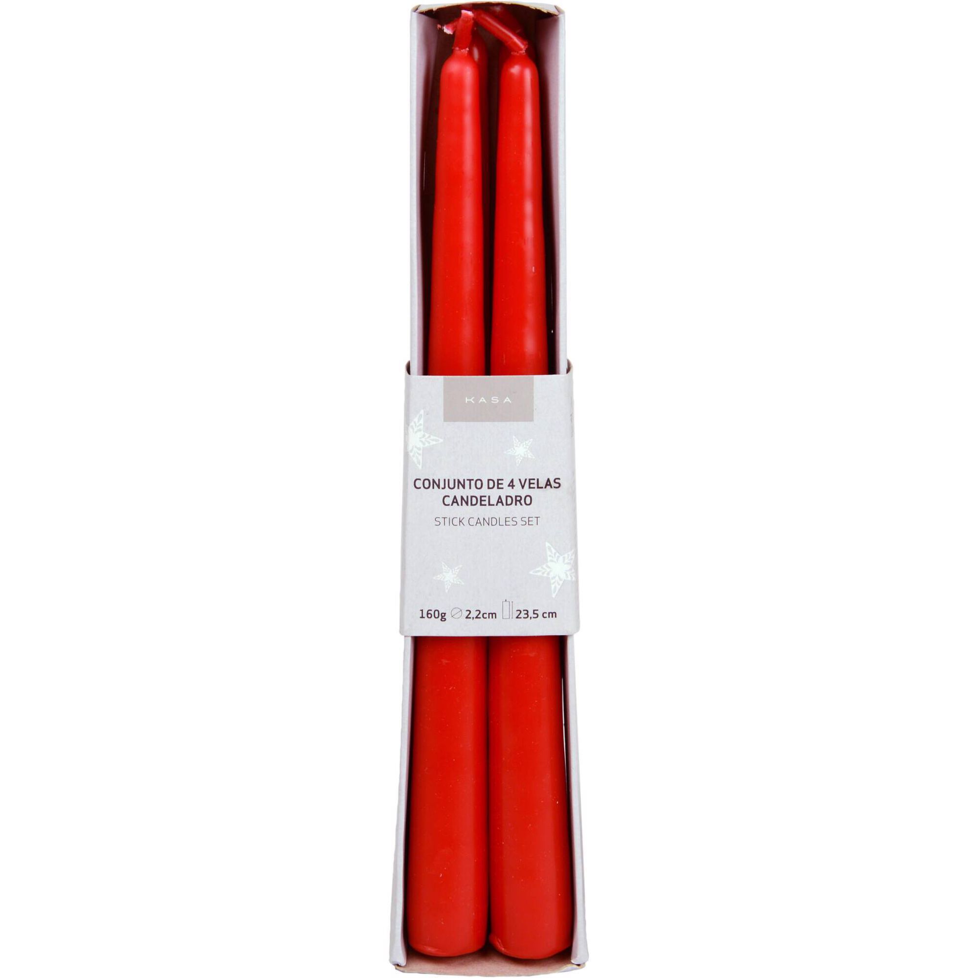 Conjunto 4 Candelabros 23,5cm Vermelhos