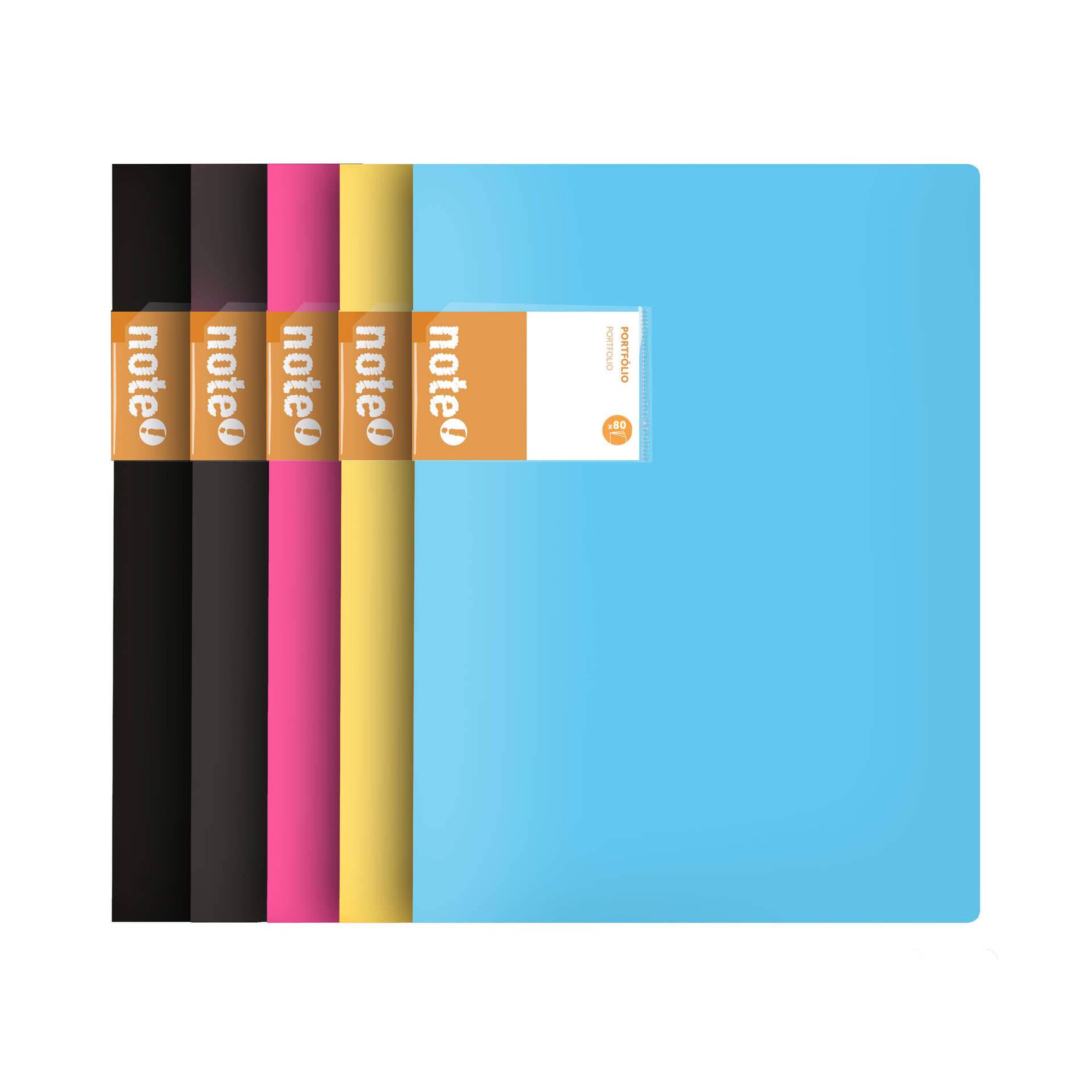 Portefólio com 80 Bolsas A4 (várias cores)