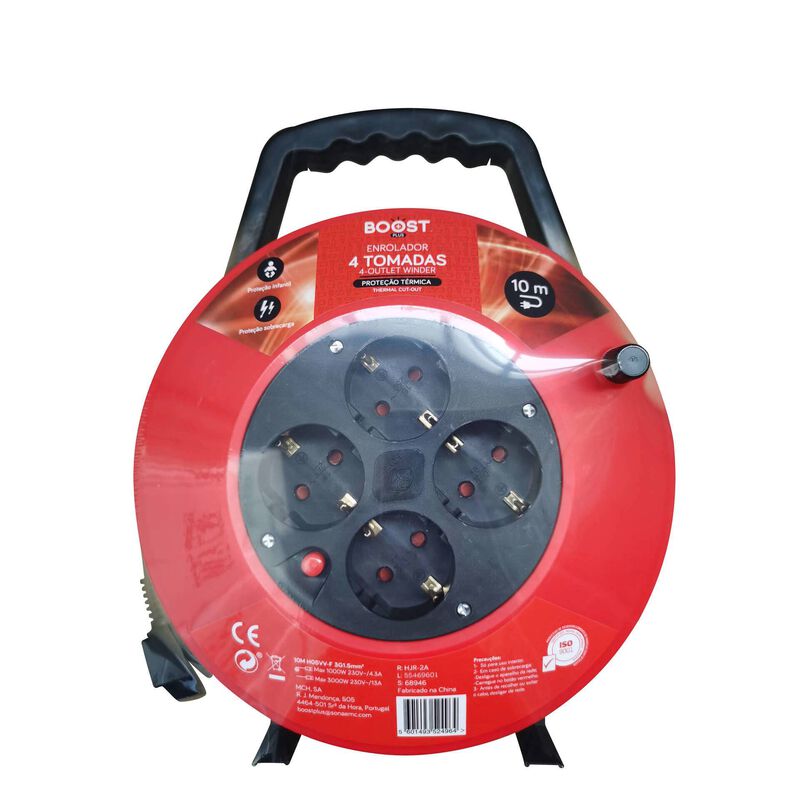 Enrolador 4 Tomadas 10mts Preto Boost