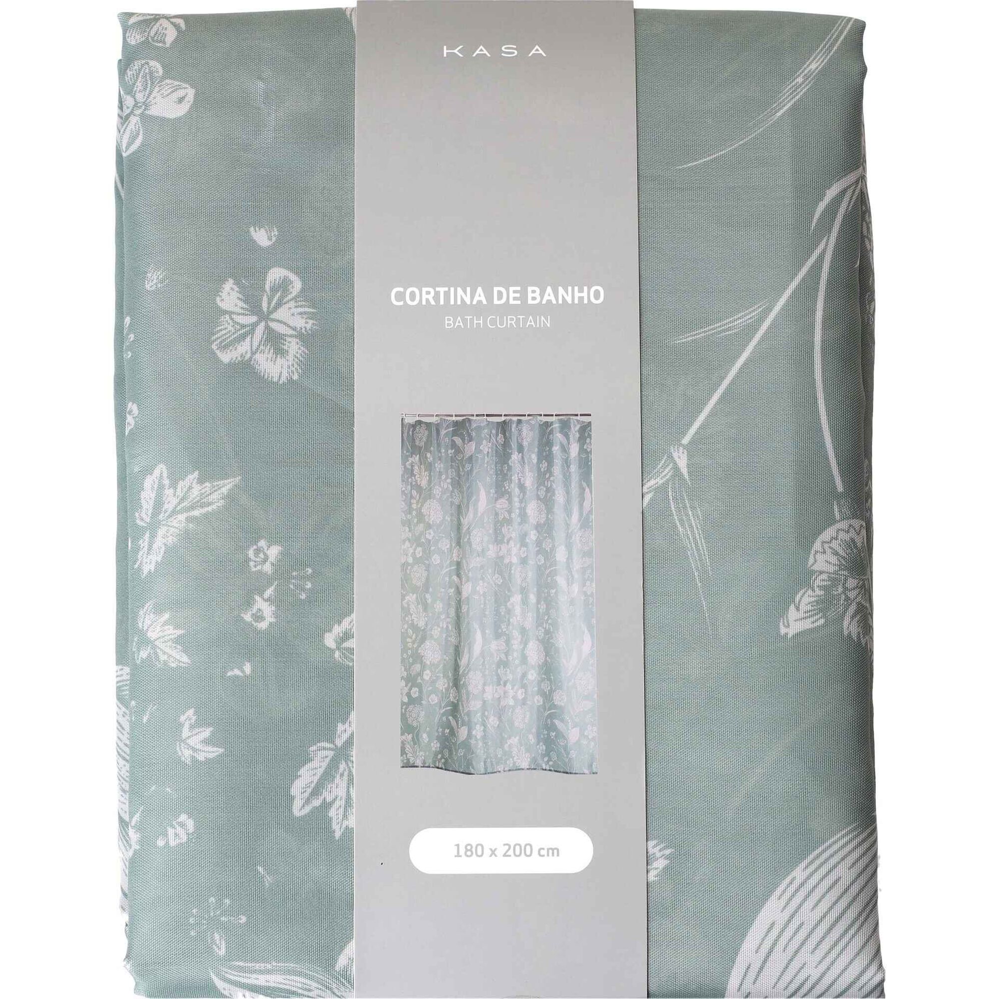 Cortina de Banho Poliéster 200x180cm Verde