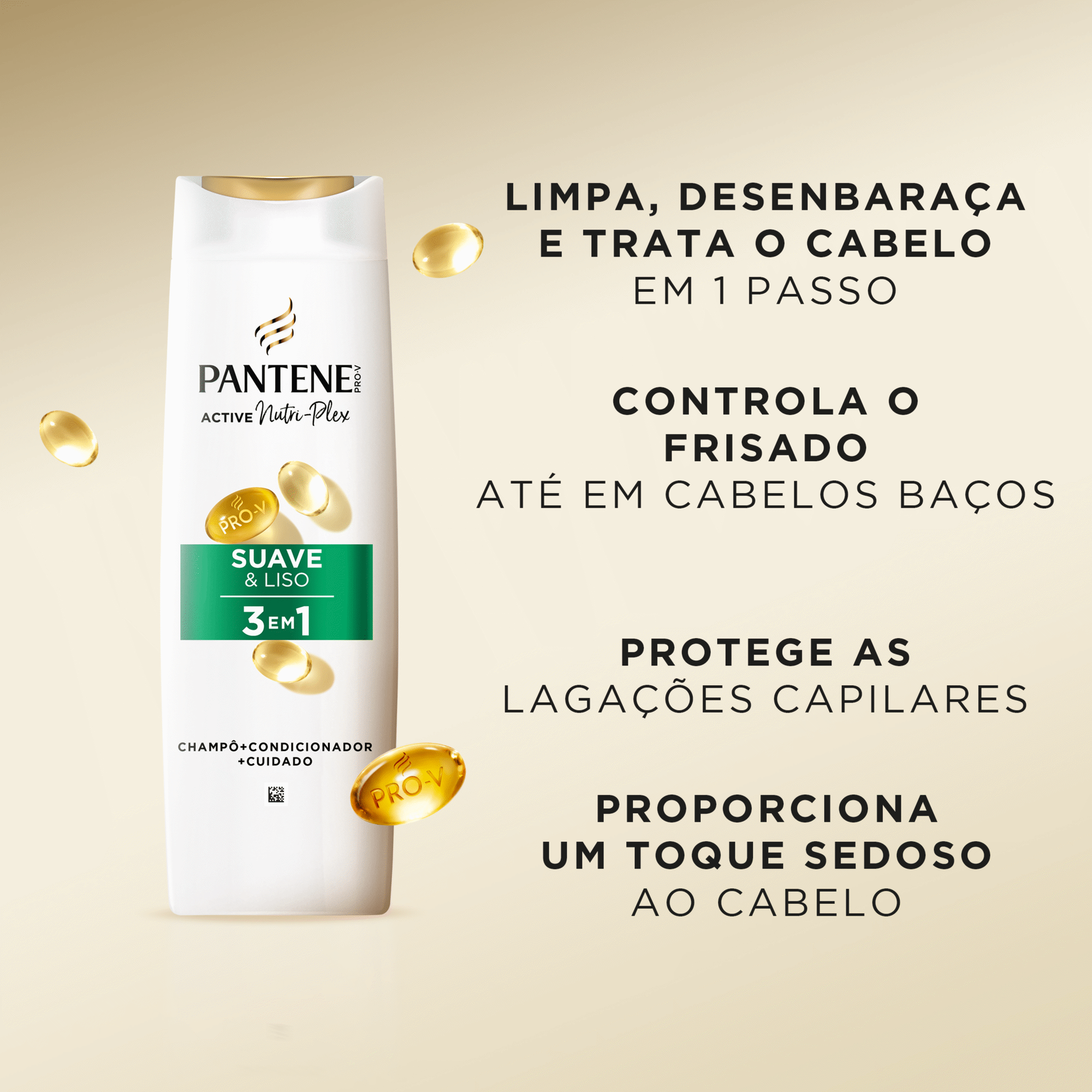Champ&ocirc; Pro-V Active Nutri-Plex Suave e Liso 3 em 1 Pantene