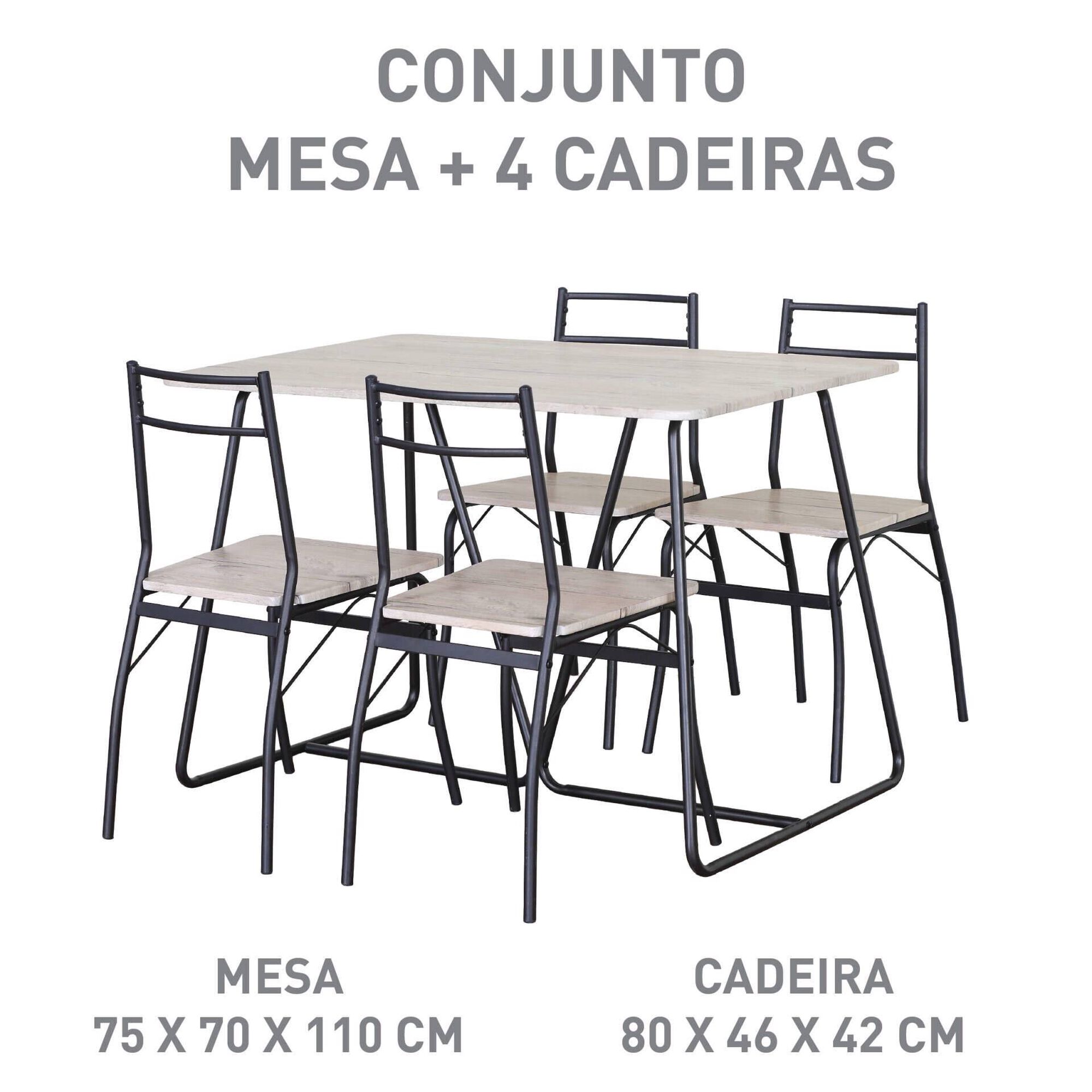 Conjunto Mesa e 4 Cadeiras Light Minimal Kasa