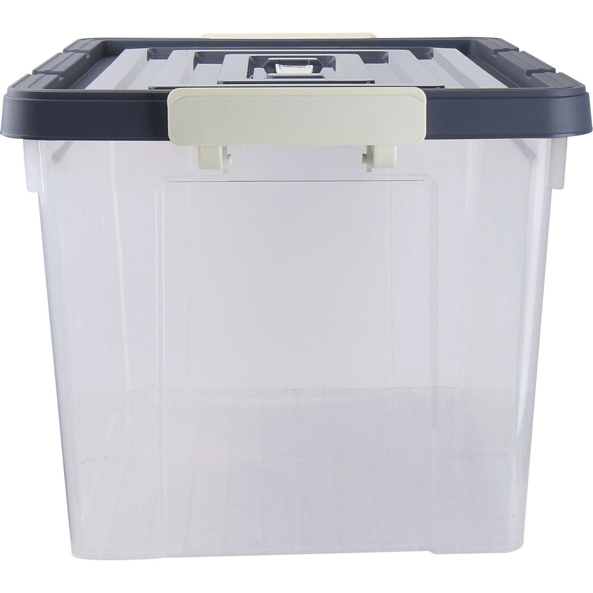Caixa de arruma&ccedil;&atilde;o com Tampa 45L Cinza
