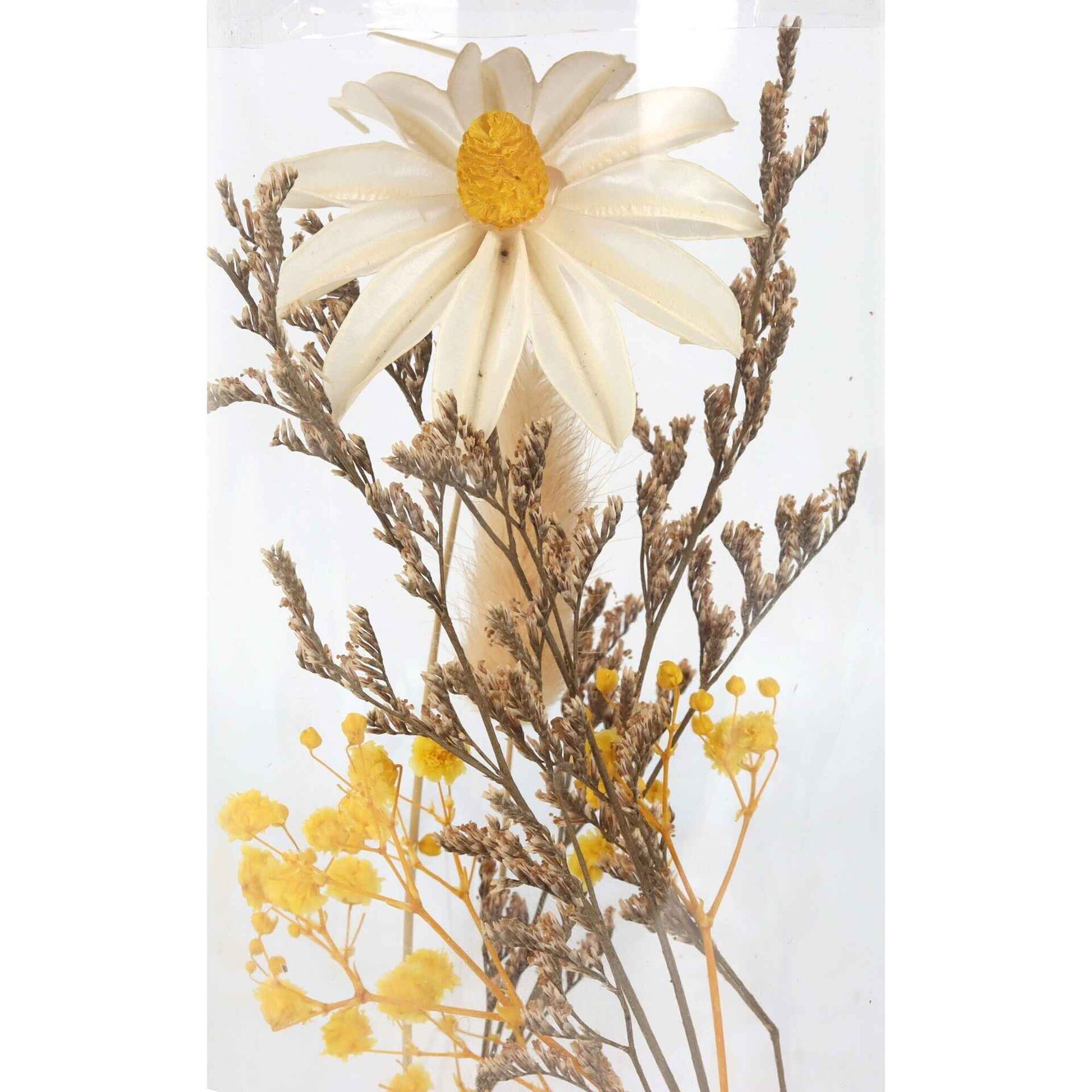 Tubo Vidro com Flores Secas Amarelas Kasa