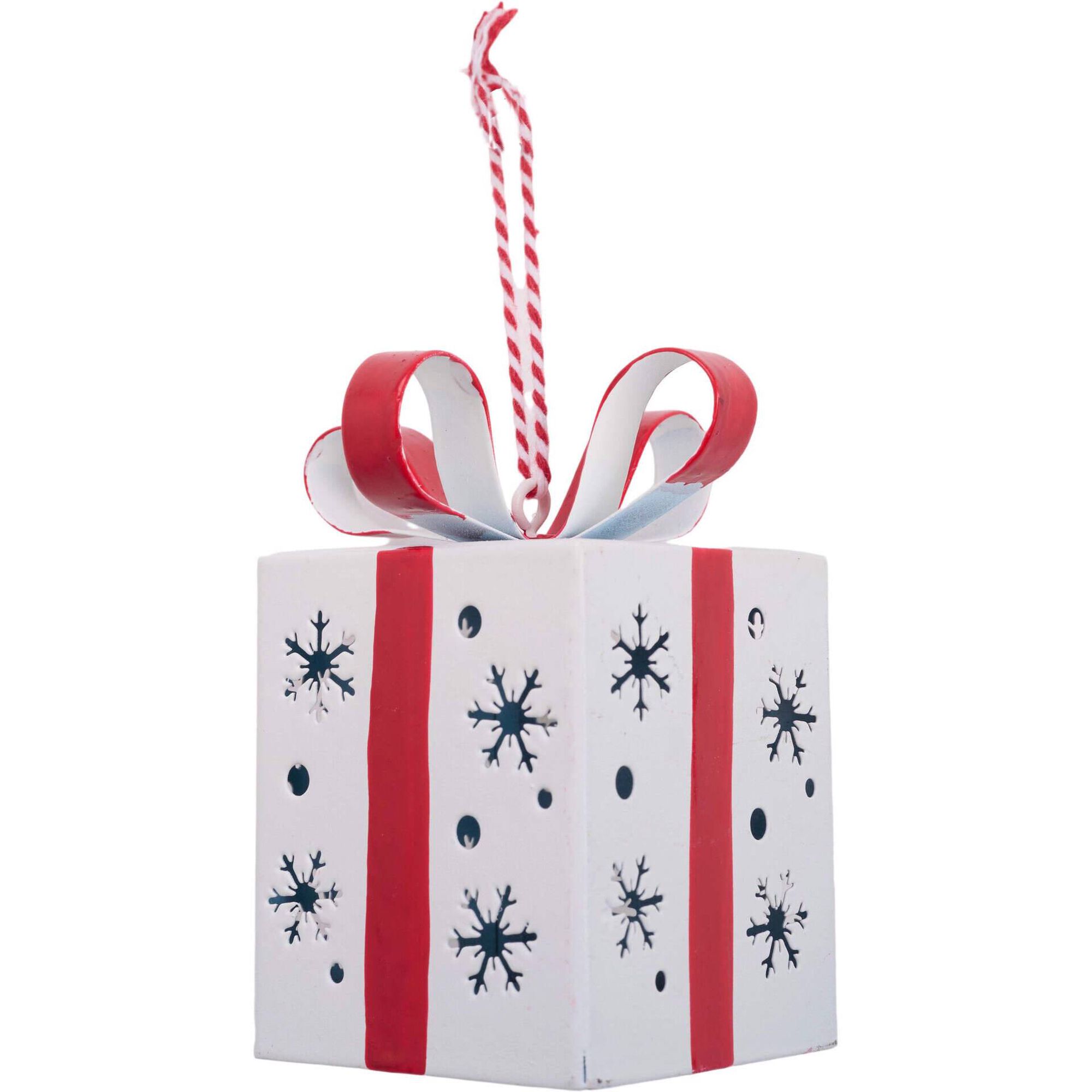 Ornamento Metal Branco Presente Furos