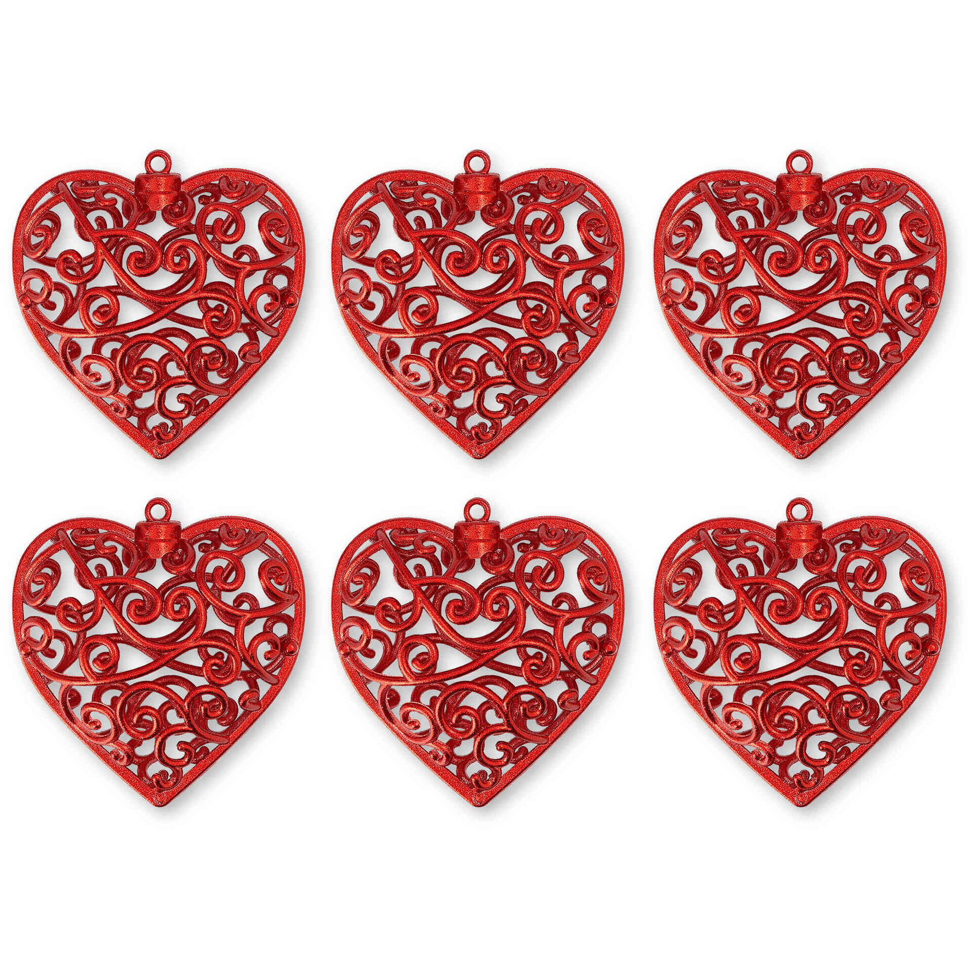 Conjunto 6 Cora&ccedil;&otilde;es Vermelhos