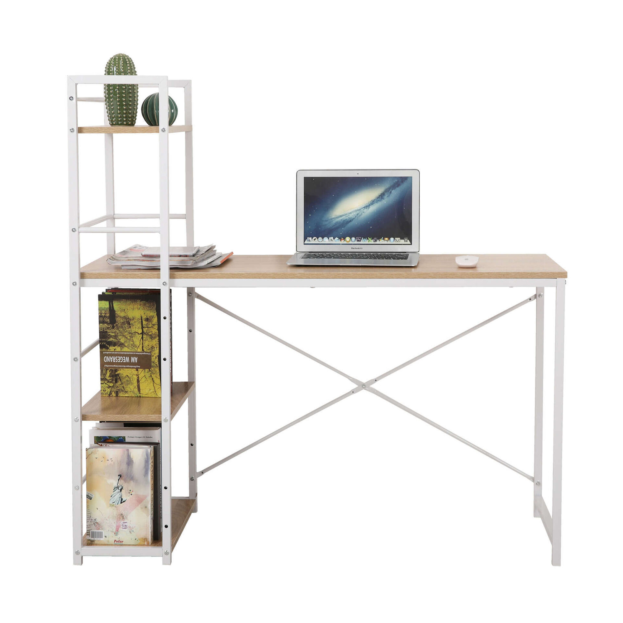 Secret&aacute;ria com Estante 120x52cm Branca Kasa