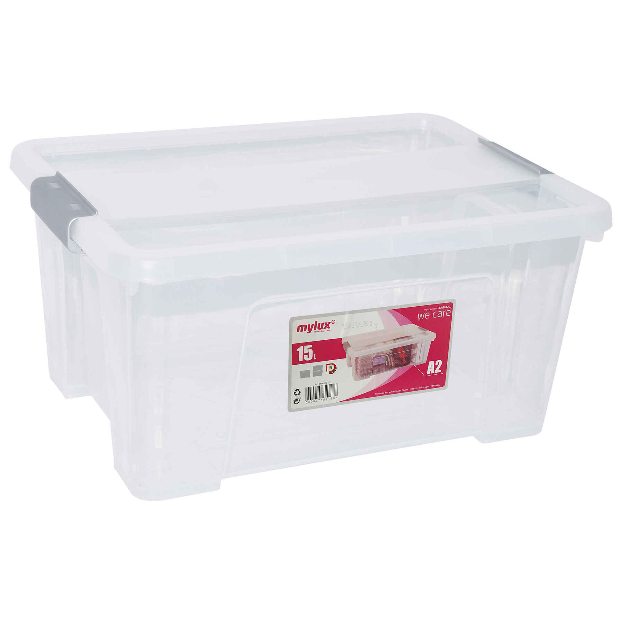 Caixa Multiusos Transparente com Tampa 15L