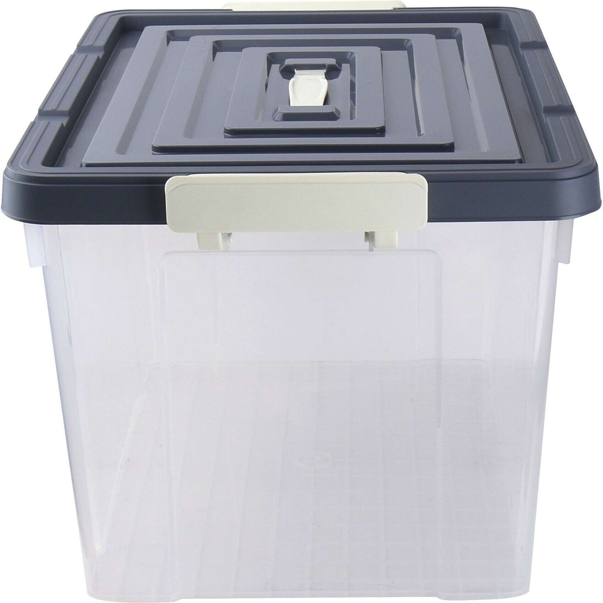 Caixa de arruma&ccedil;&atilde;o com Tampa 45L Cinza
