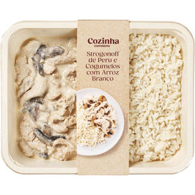 Strogonoff de Peru com Cogumelos e Arroz