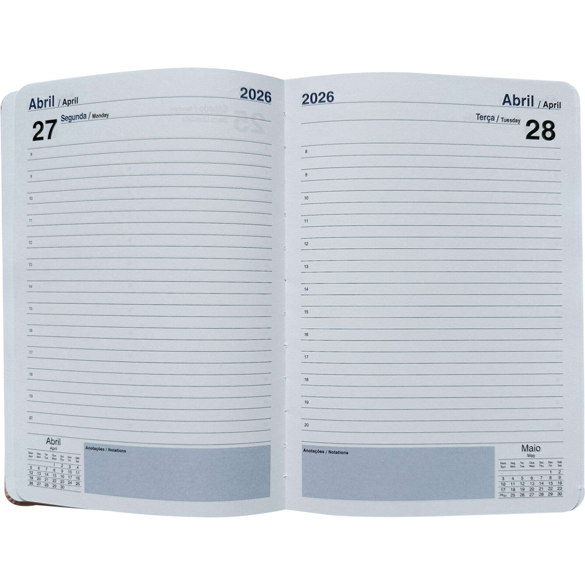 Agenda A5 2026 12 Meses (várias cores)