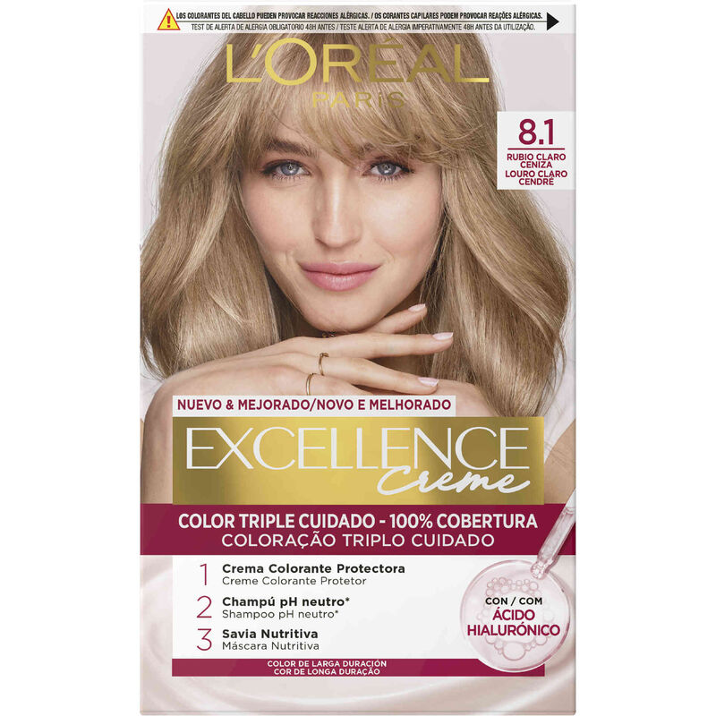 Coloração Permanente Creme Louro Claro Cendré 8.1 L'Oréal Paris Excellence
