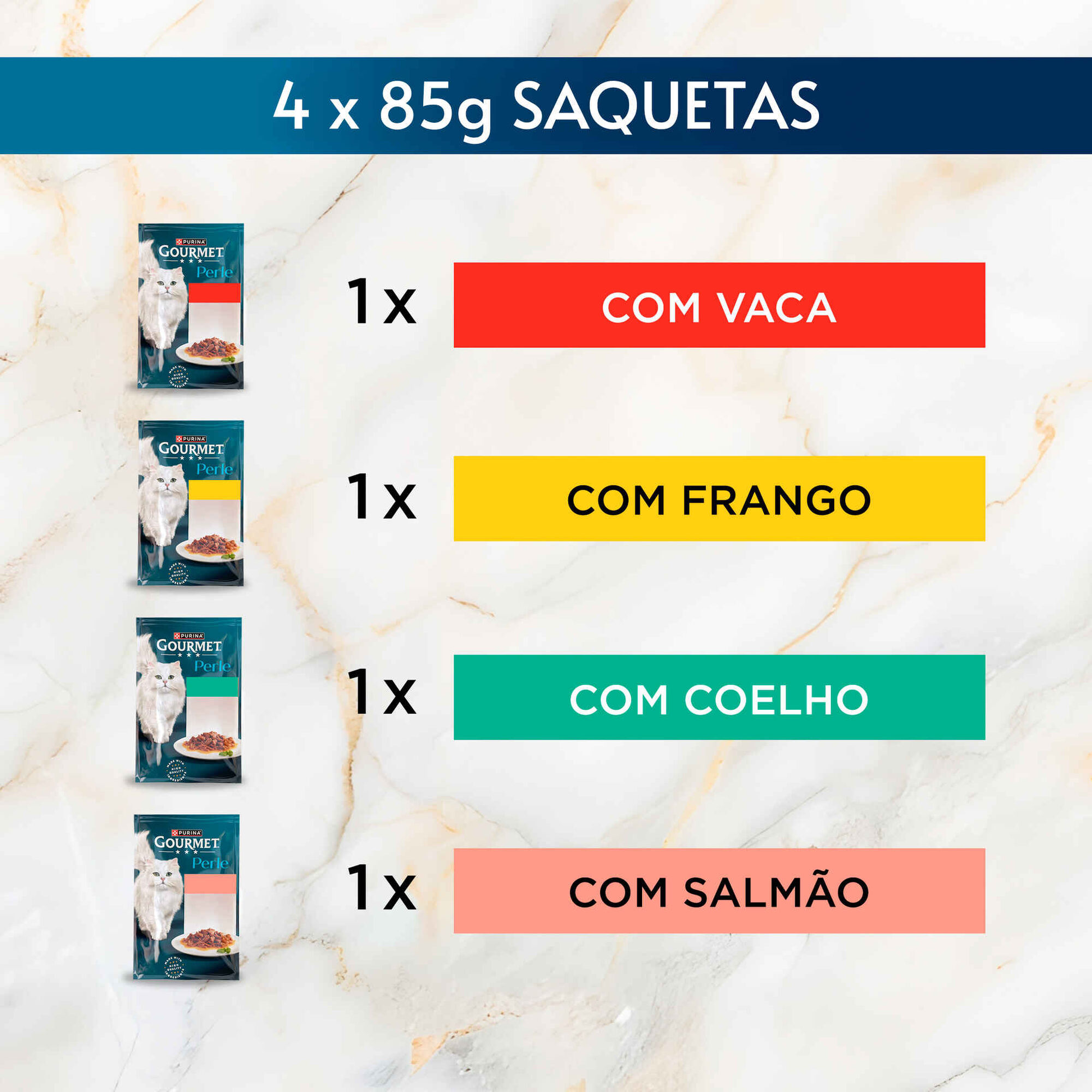 Comida H&uacute;mida para Gato Adulto Finos Peda&ccedil;os em Molho Saquetas Purina Gourmet Perle
