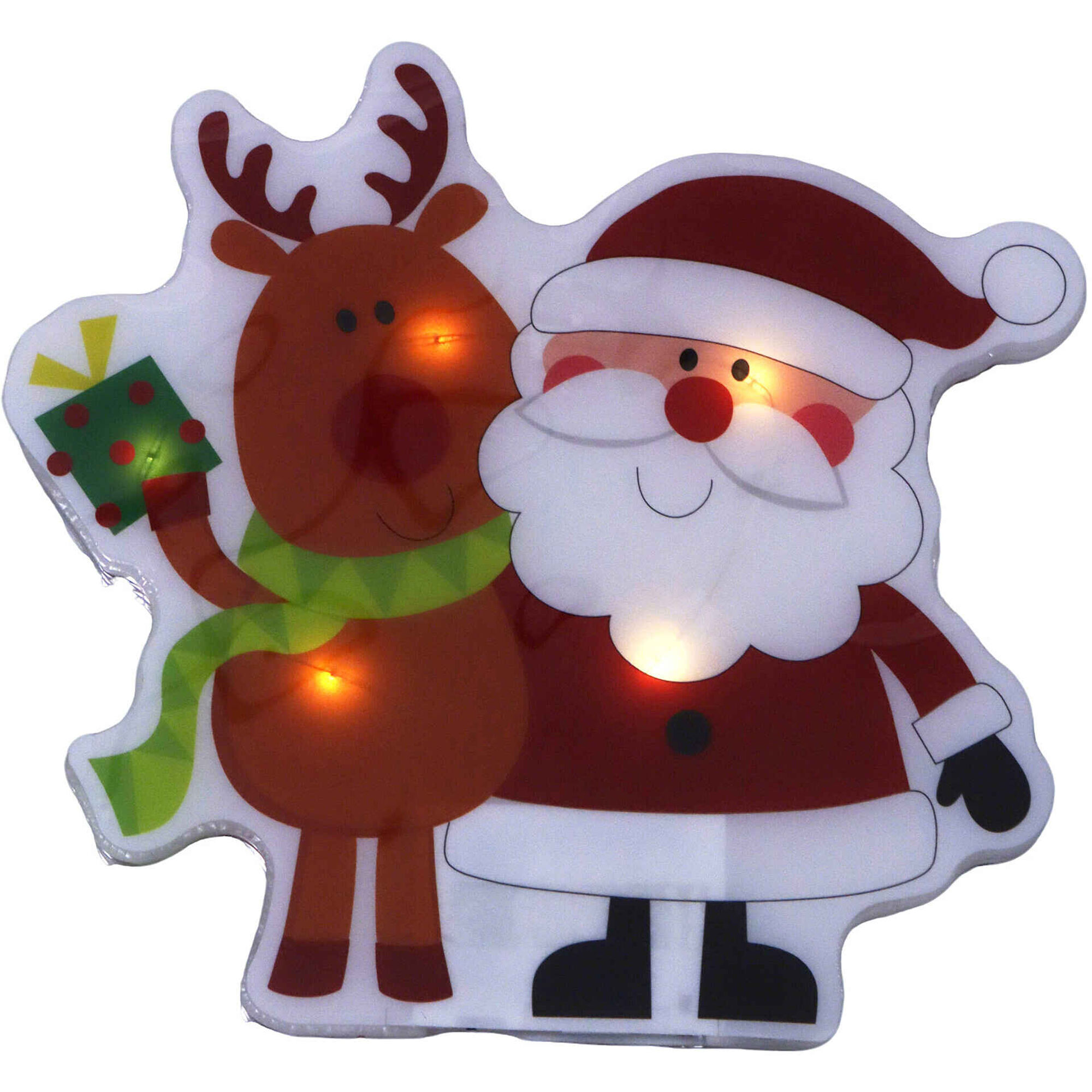 Pai Natal e Rena Sticker Janela com Luz