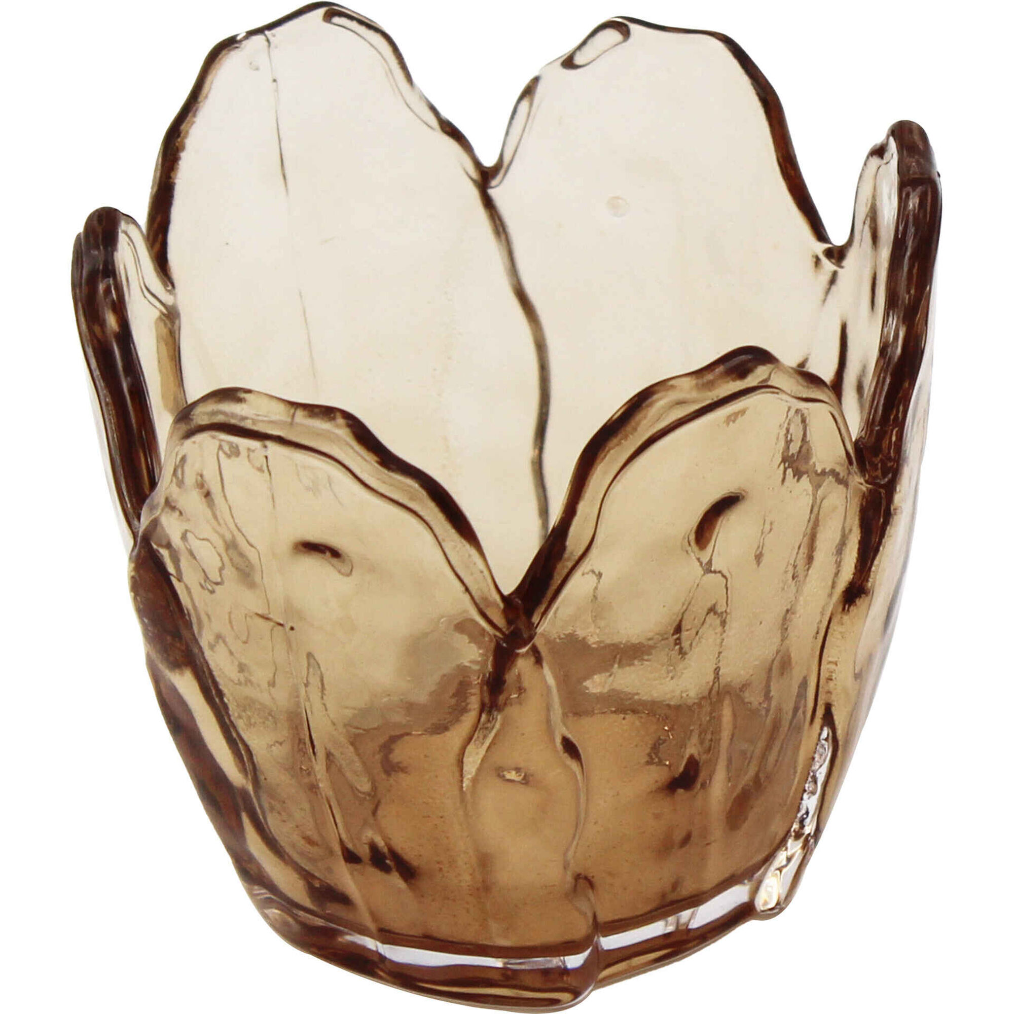 Suporte Tealight Tulipa Vidro Castanho