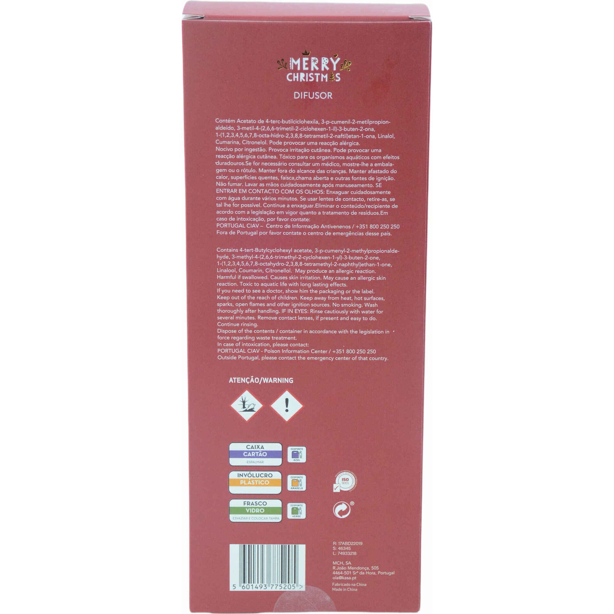 Difusor Vermelho 150ml com Azevinho