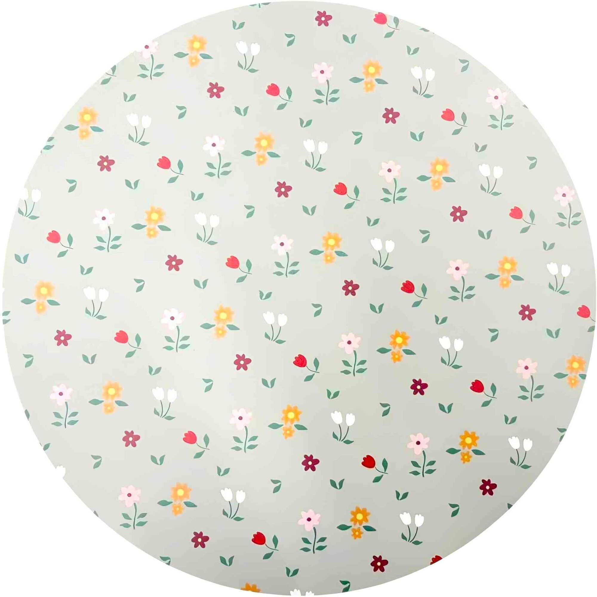 Individual Redondo 38cm Verde Flores Rustic Country Kasa