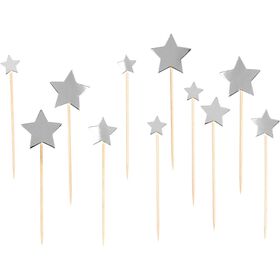 Topper Bolo Estrelas Prateado Kasa