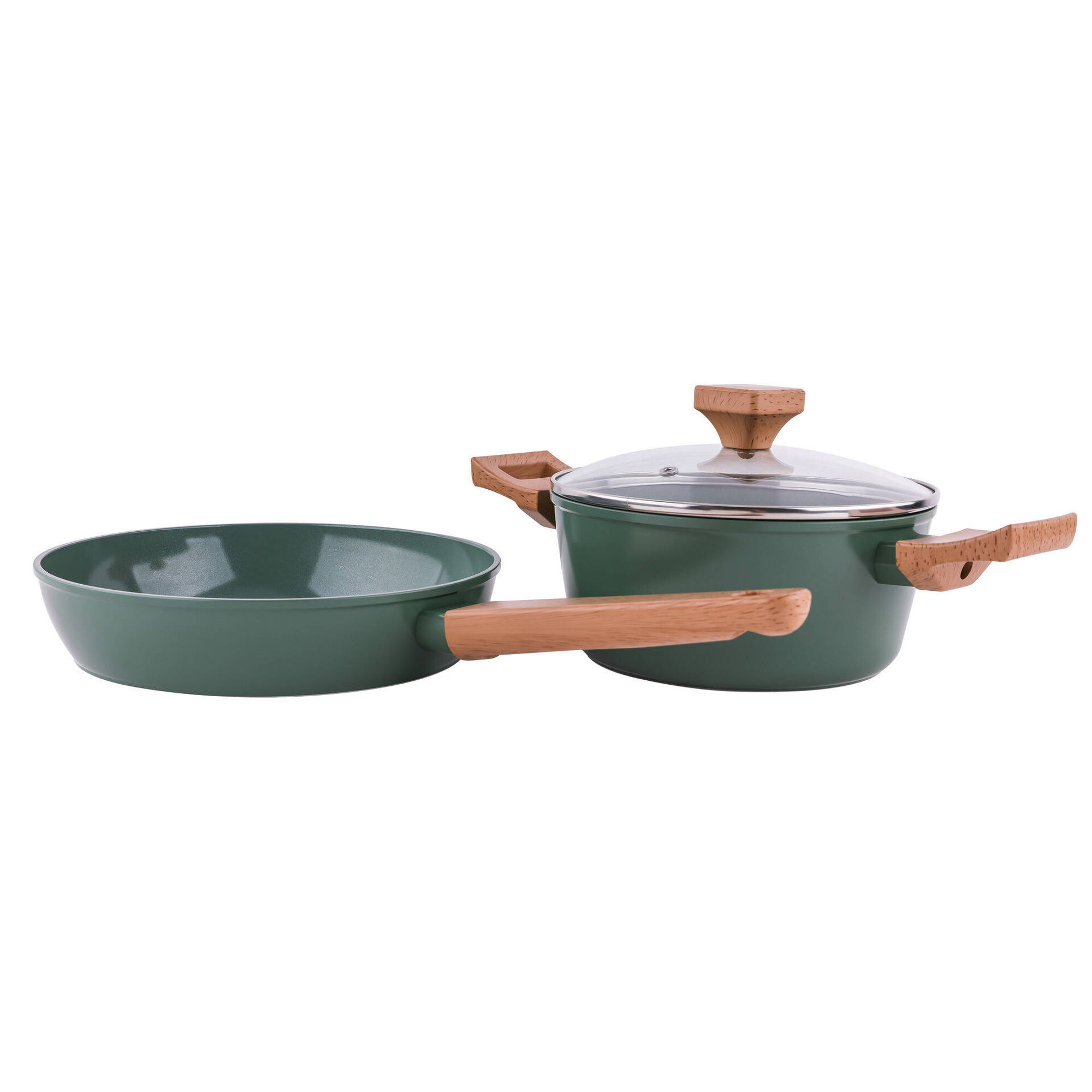 Conjunto Ca&ccedil;arola 20cm e Frigideira 24cm Verde Kasa