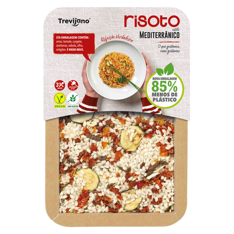 Risotto Mediterrâneo Pronto a Comer sem Sal Adicionado Trevijano