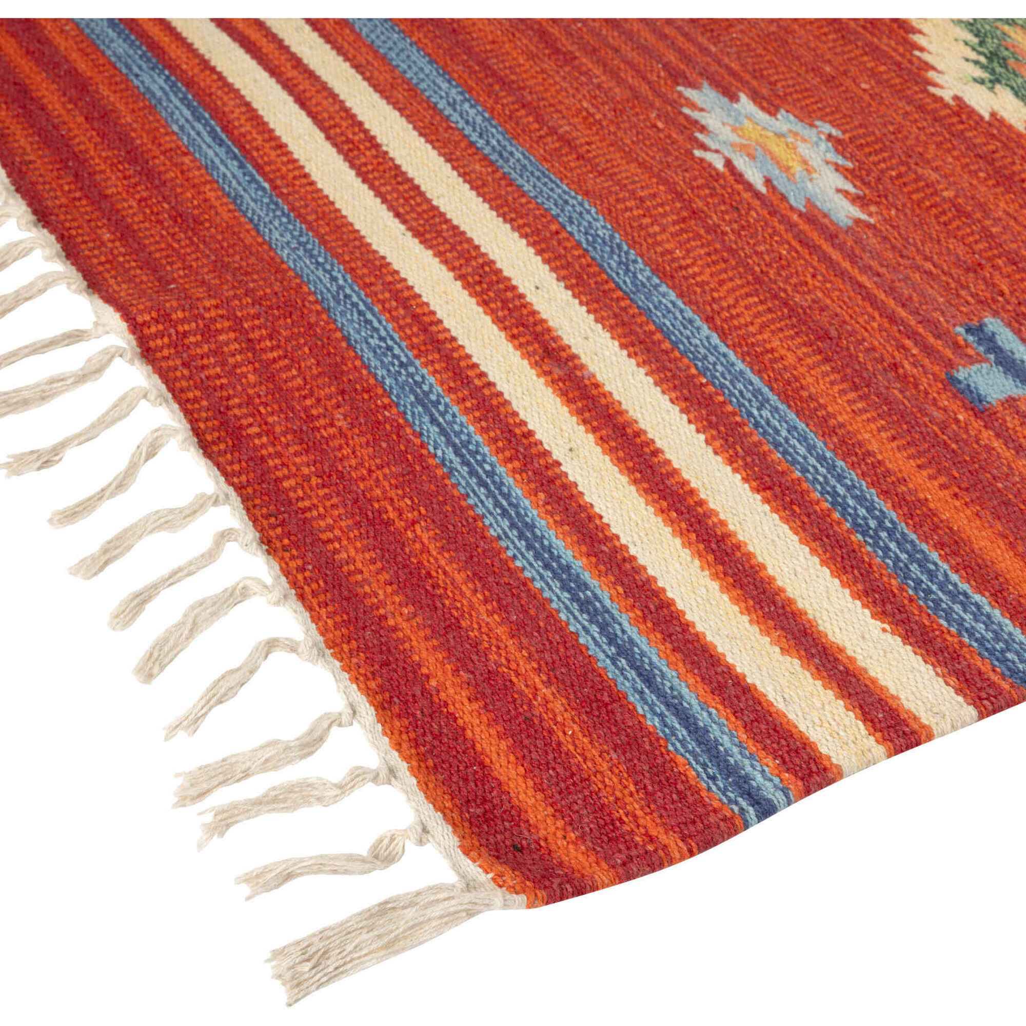 Tapete Algod&atilde;o Vermelho Kilim
