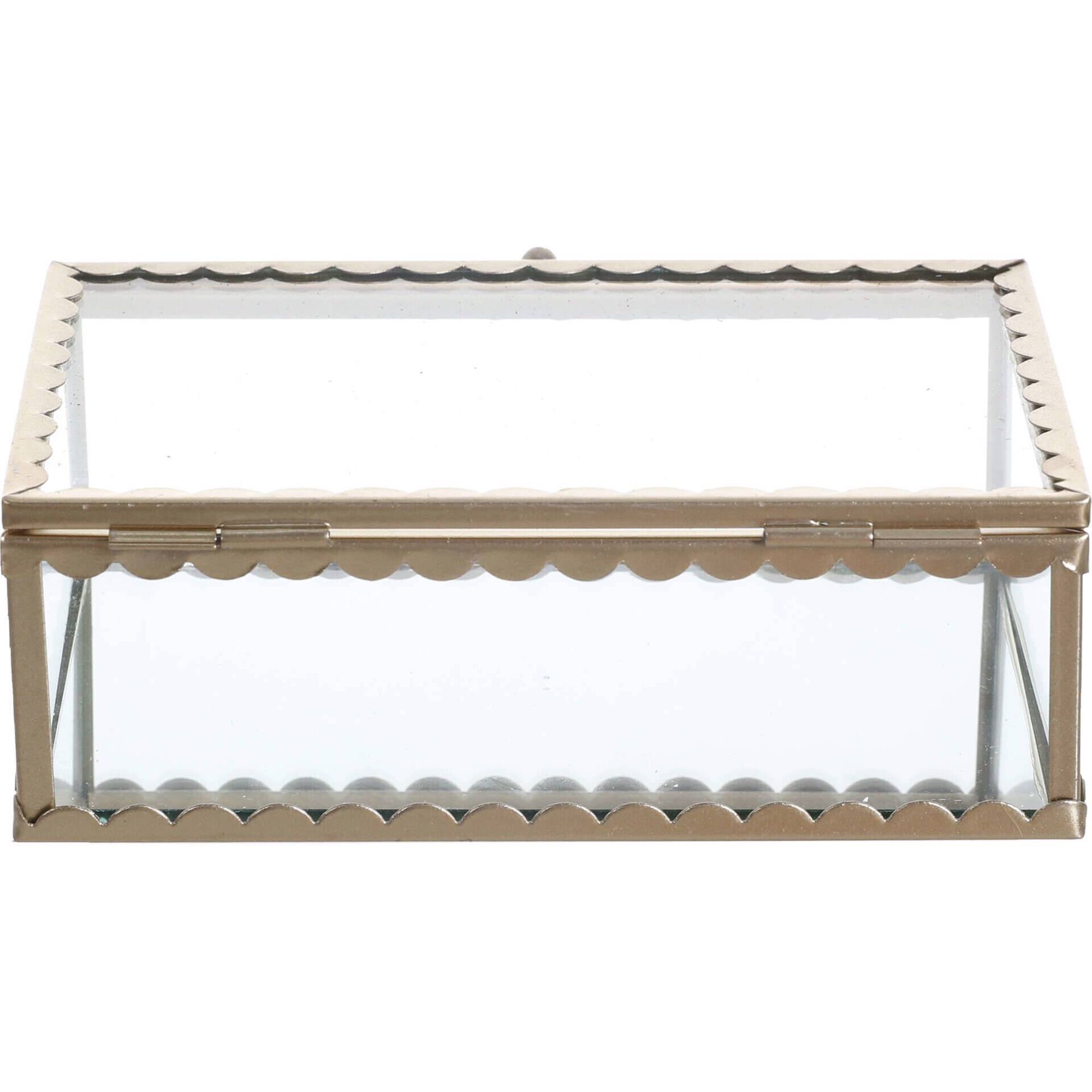 Caixa Vidro Dourada Recortada 15x10cm