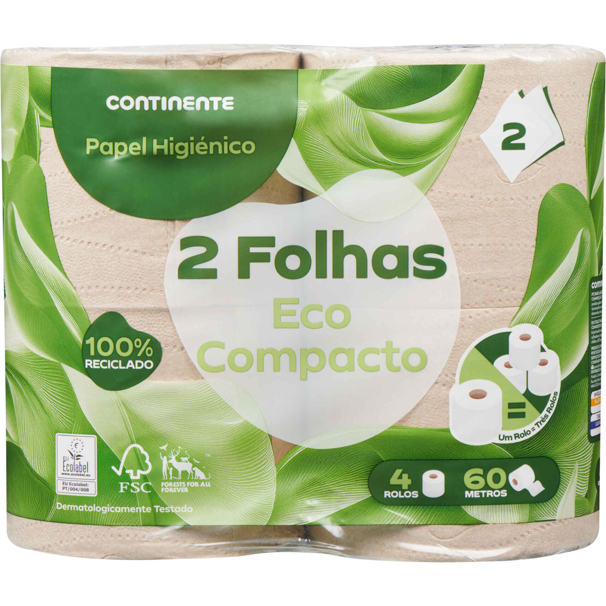 Papel Higi&eacute;nico 2 Folhas Eco Compacto Continente