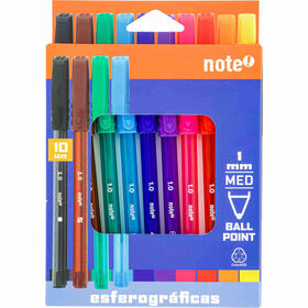 Conjunto 10 Esferogr&aacute;ficas Ball Point 1mm Note!