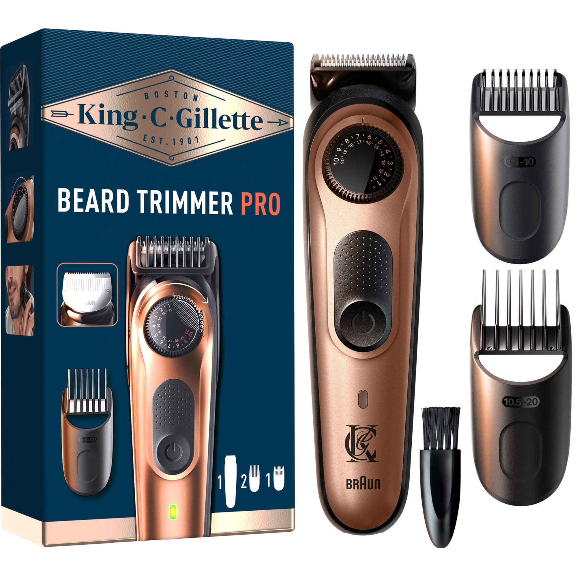 Máquina de Barbear King C. Beard Trimmer Pro + Pentes
