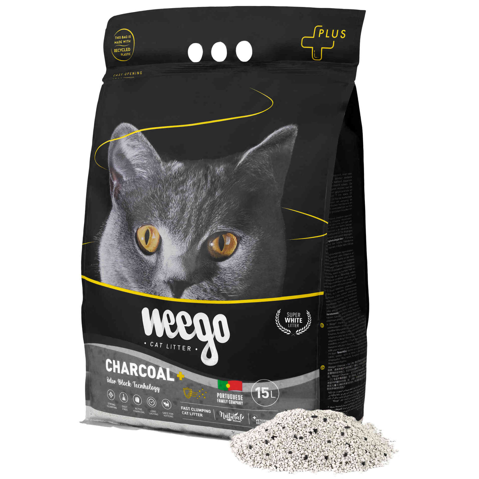 Areia Aglomerante Active Charcoal Plus Weego