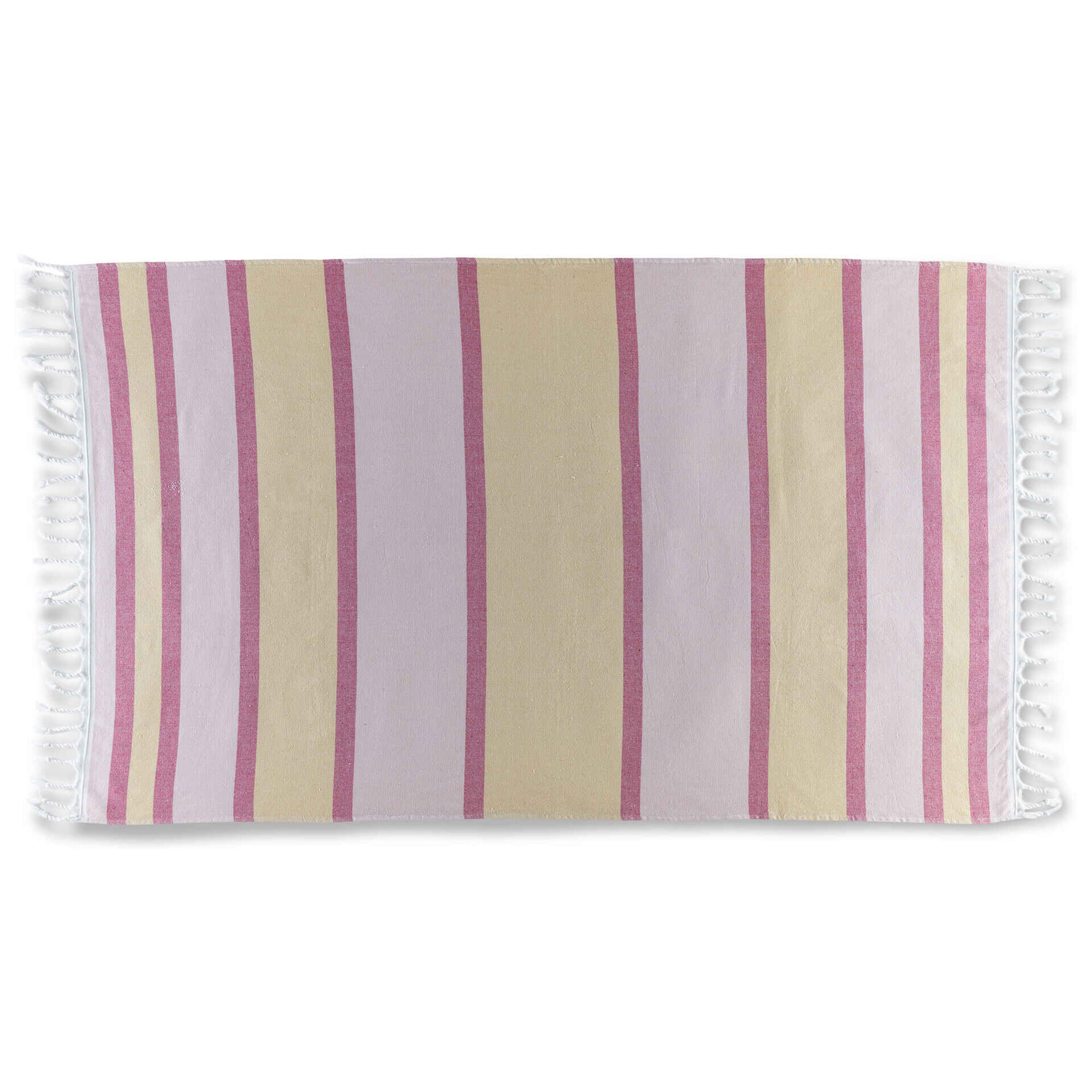 Toalha de Praia Riscas Rosa e Amarelo Kasa