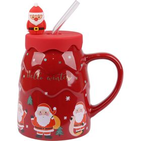 Caneca Natal Vermelha com Palhinha