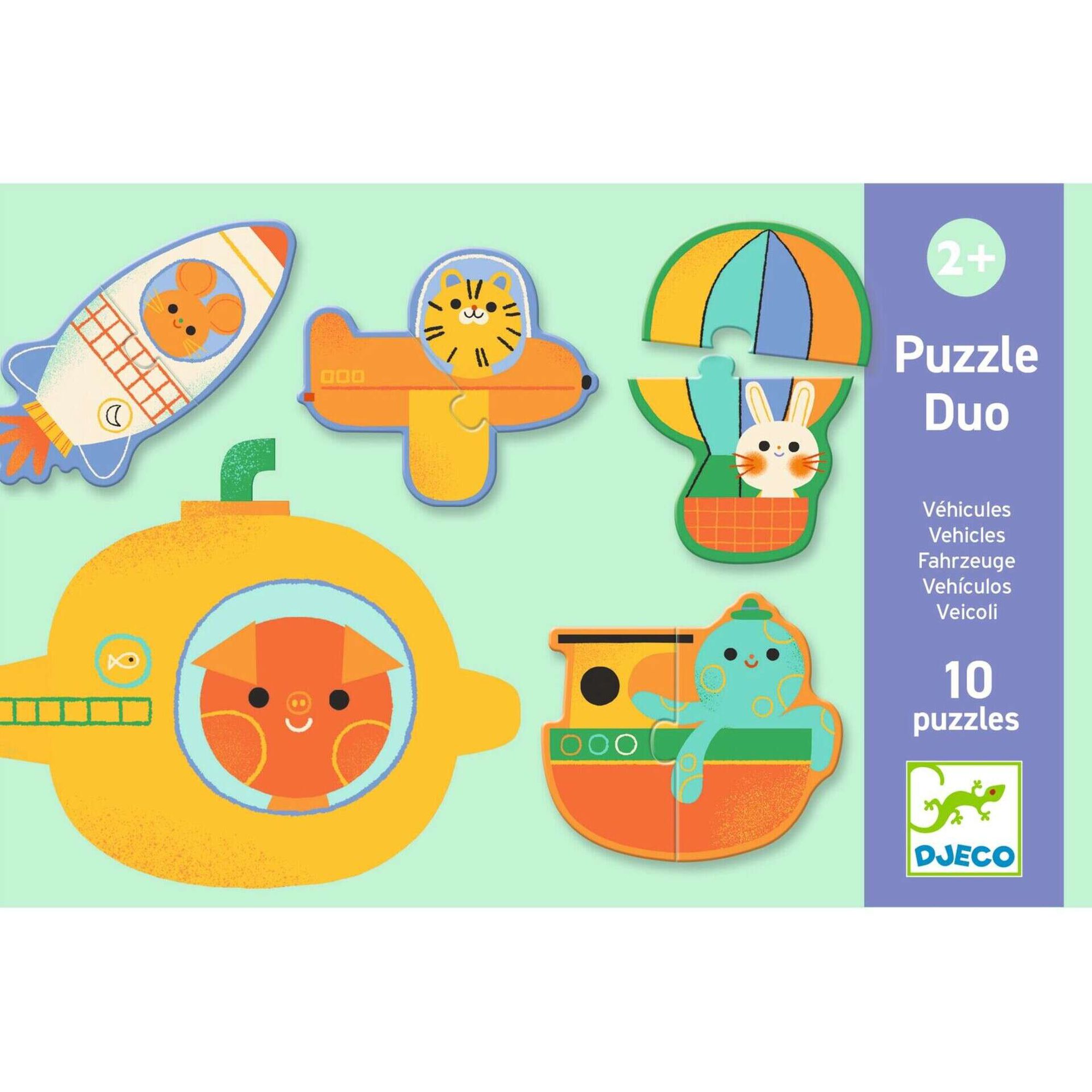 Djeco - Puzzle Duo Ve&iacute;culos 2 Pe&ccedil;as
