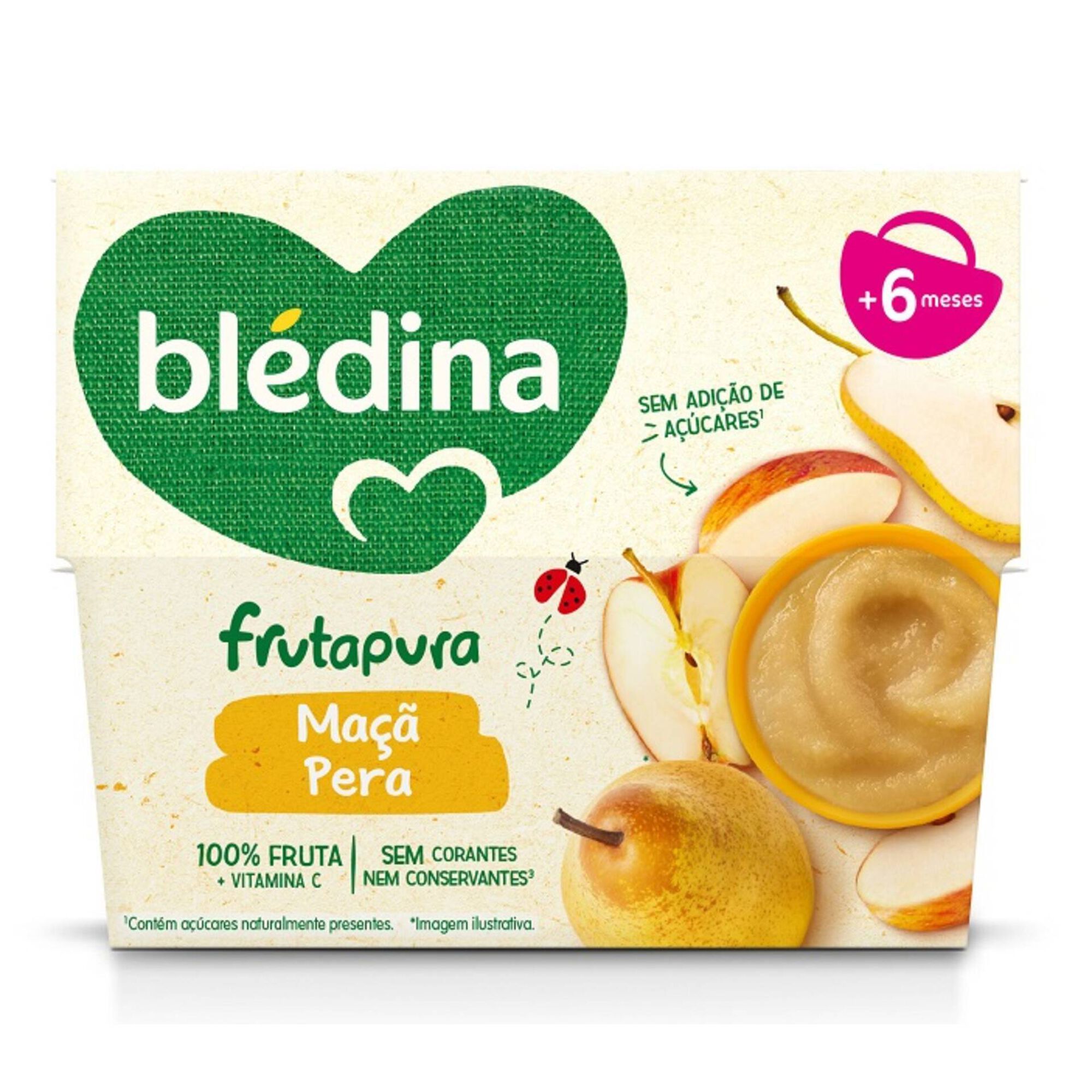 Puré de Fruta Maçã e Pera +6M