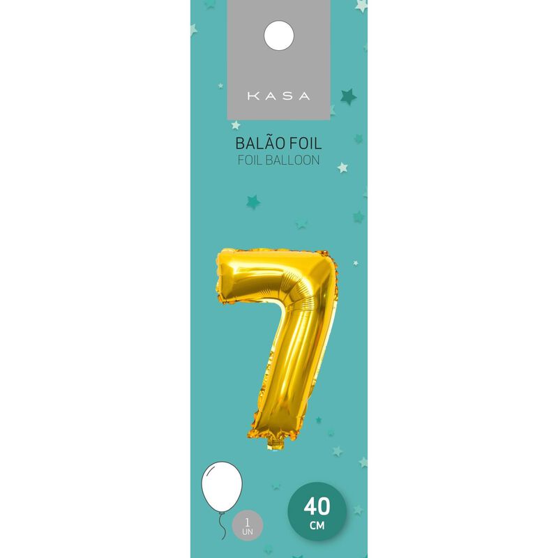 Balão Foil 40 cm nº7 Dourado Kasa