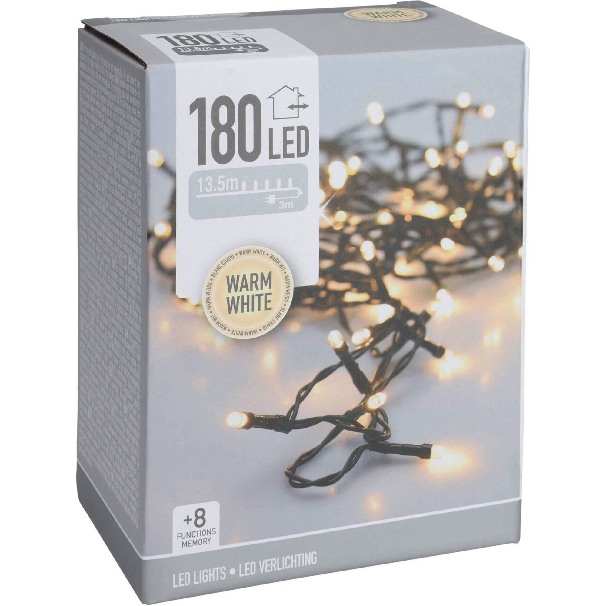 Conjunto 180 Luzes Led Branco Quente 8 Fun&ccedil;&otilde;es