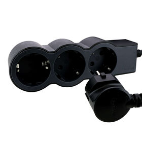 Bloco 3 Tomadas sem Interruptor 1,5m Preto