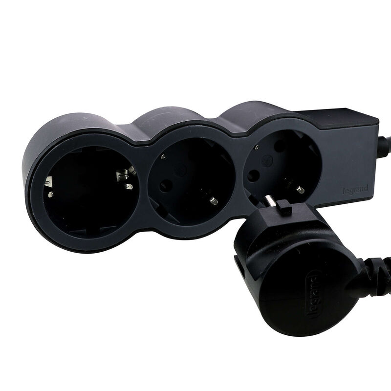 Bloco 3 Tomadas sem Interruptor 1,5m Preto Legrand