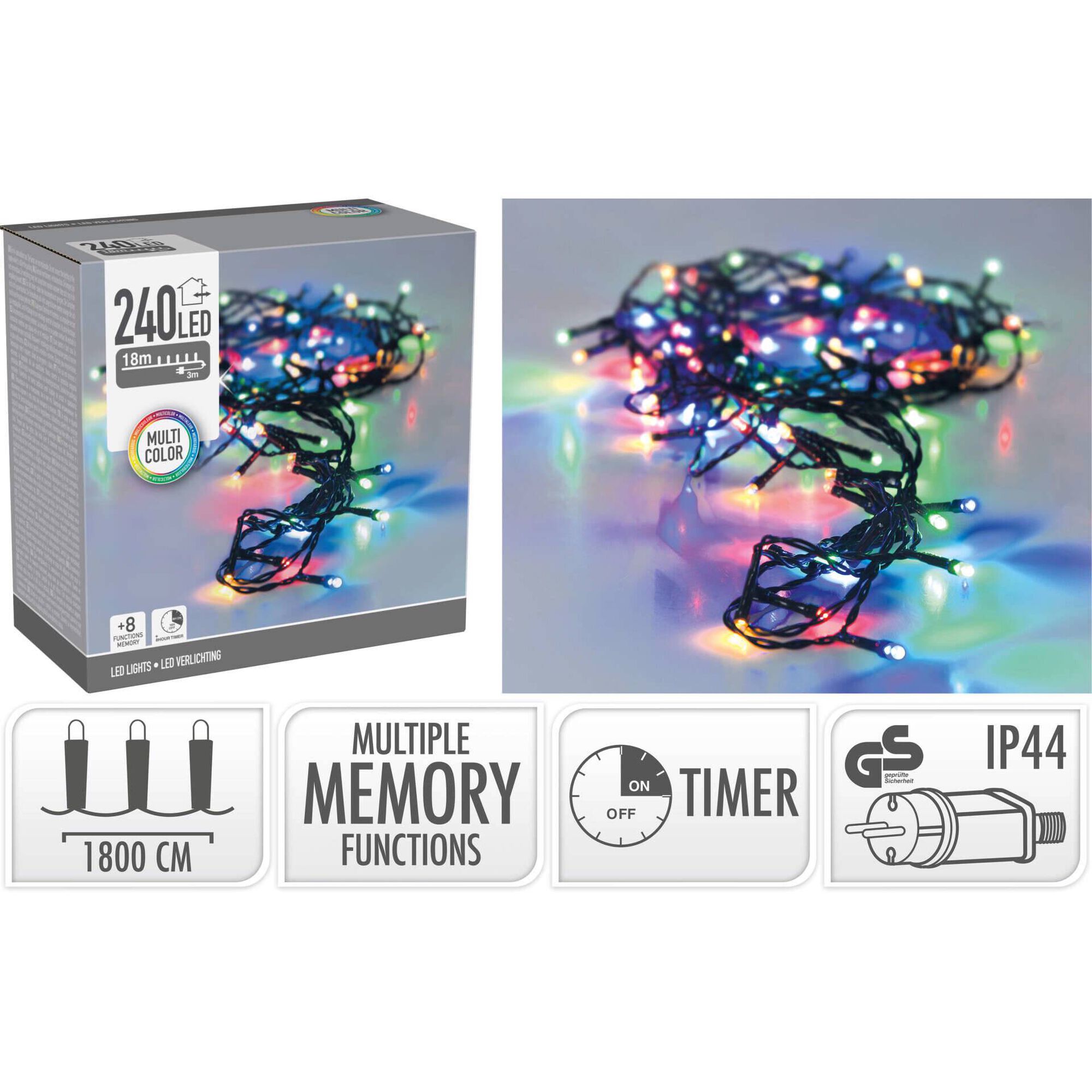 Conjunto 240 Luzes Led Coloridas 8 Fun&ccedil;&otilde;es