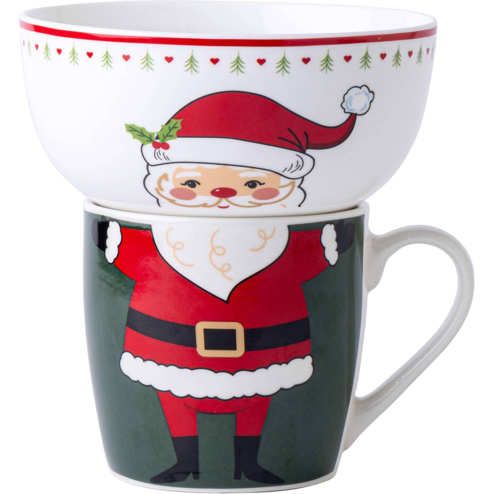 Conjunto Caneca e Ta&ccedil;a Pai Natal Kasa