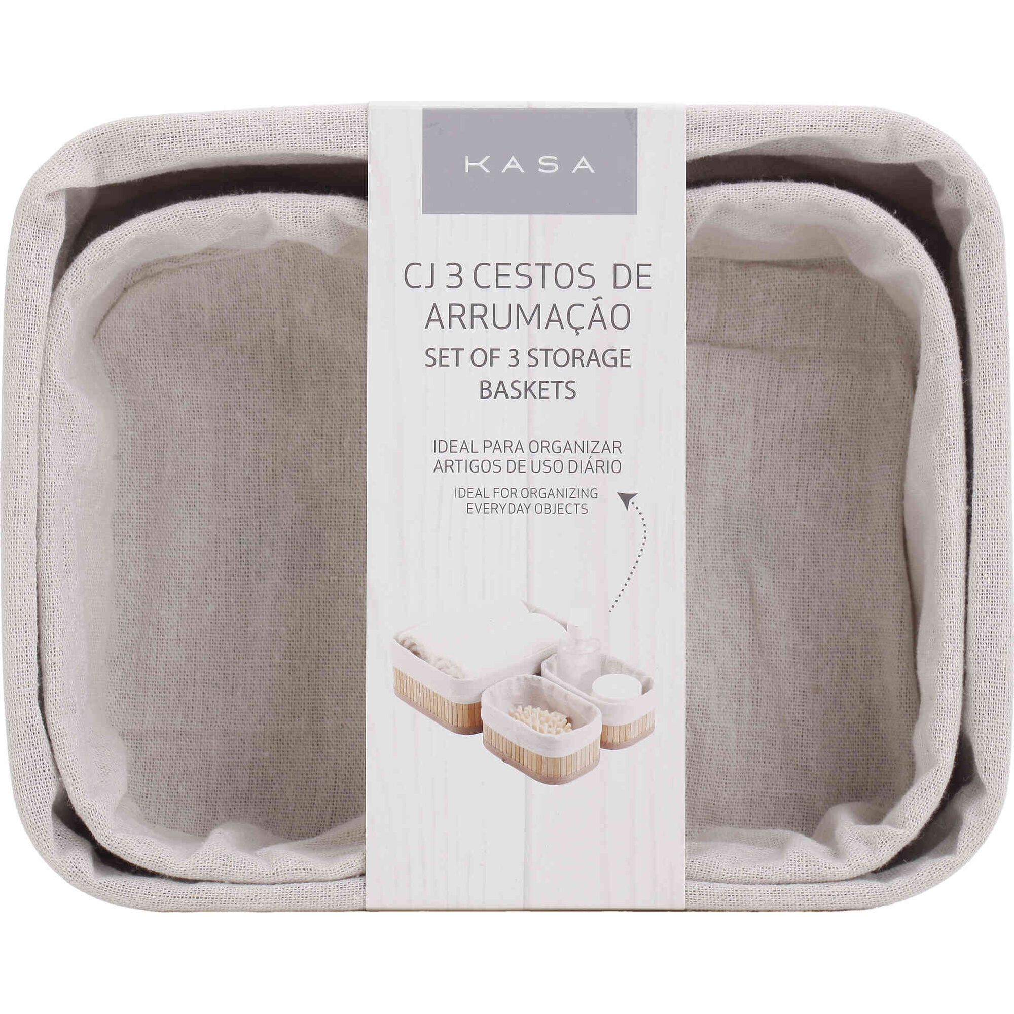 Conjunto 3 Cestos de Arrumação Bambu