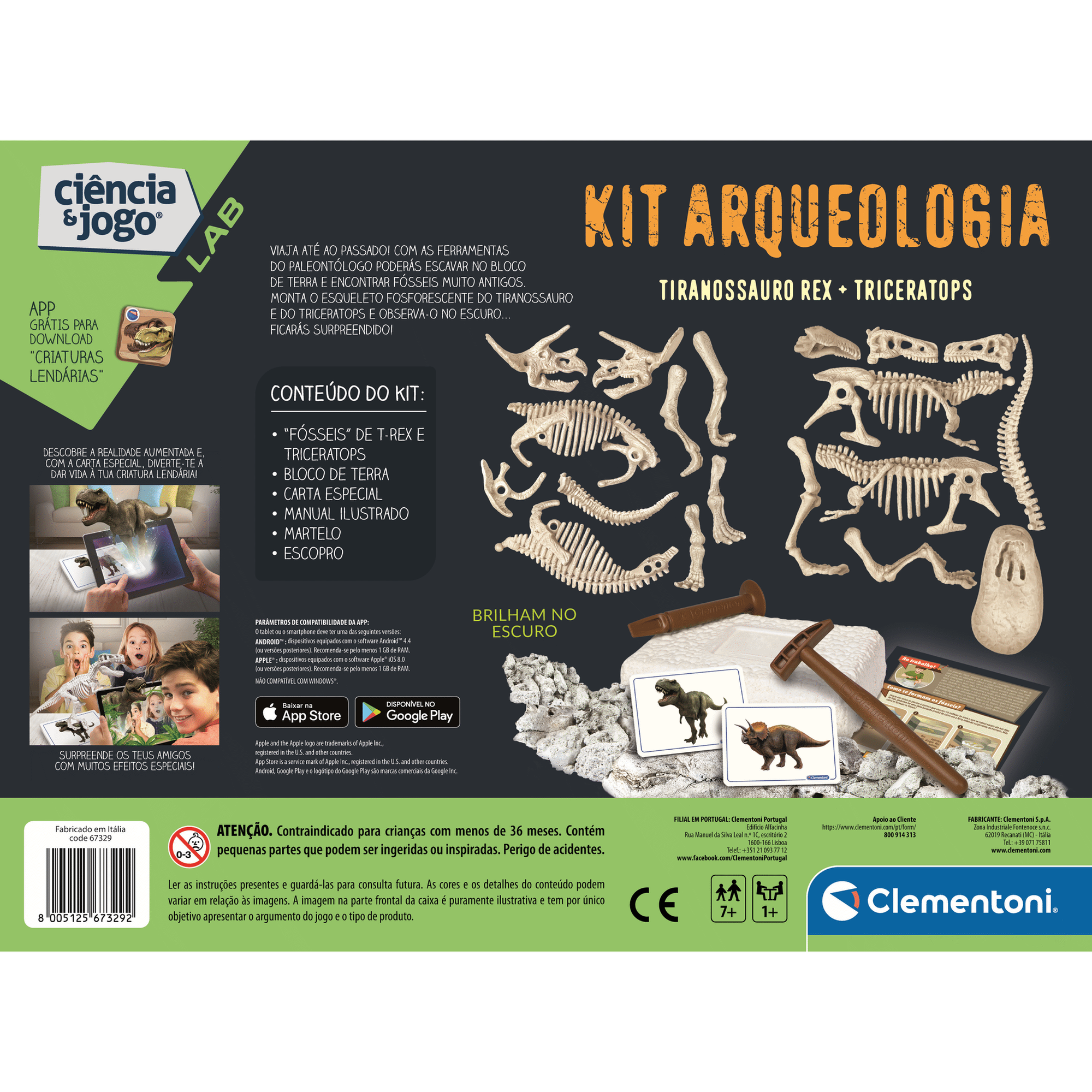 Kit Arqueologia - Tiranossauro Rex + Triceratops