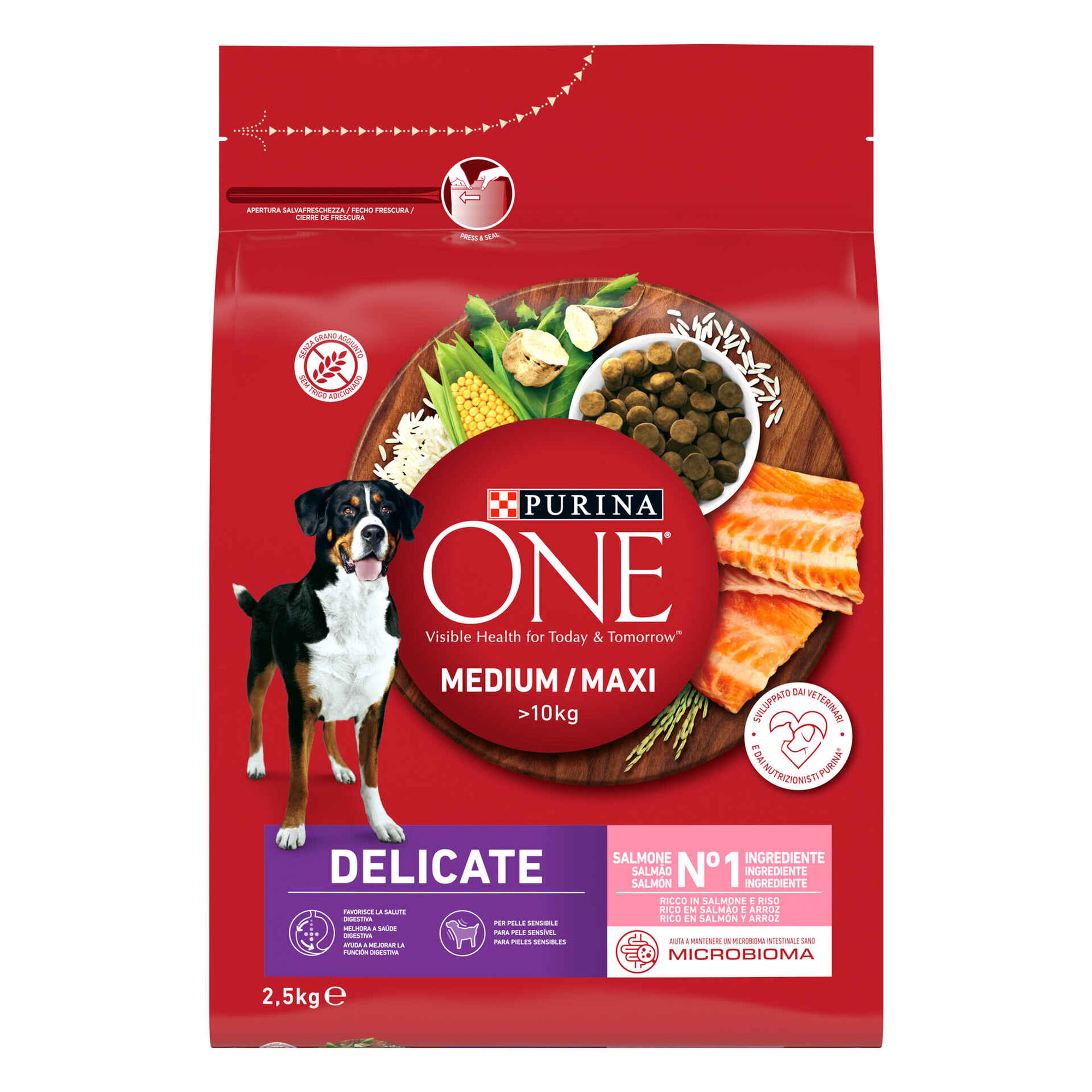 Ra&ccedil;&atilde;o para C&atilde;o Adulto M&eacute;dio e Maxi Delicate Salm&atilde;o e Arroz Purina One