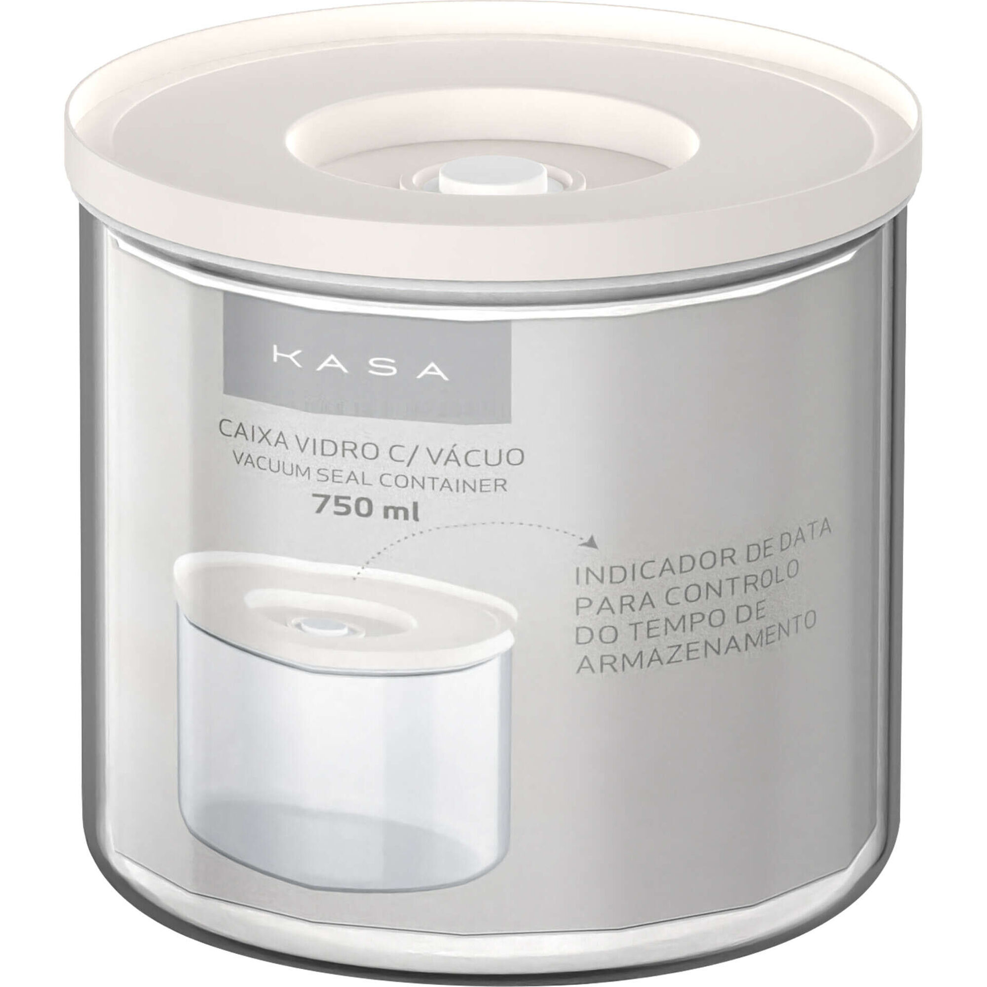 Frasco Despensa Vidro 750ml com V&aacute;cuo Kasa